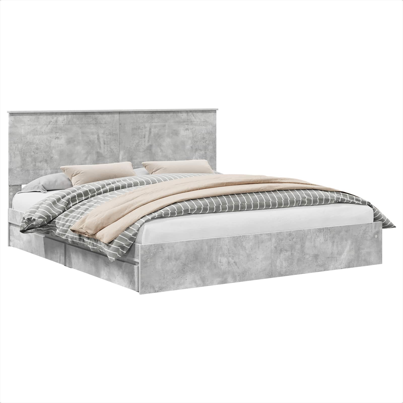 Opslag bed met hoofdeinde Beton Grijs 180 x 200 cm Bewerkt hout – afbeelding 2