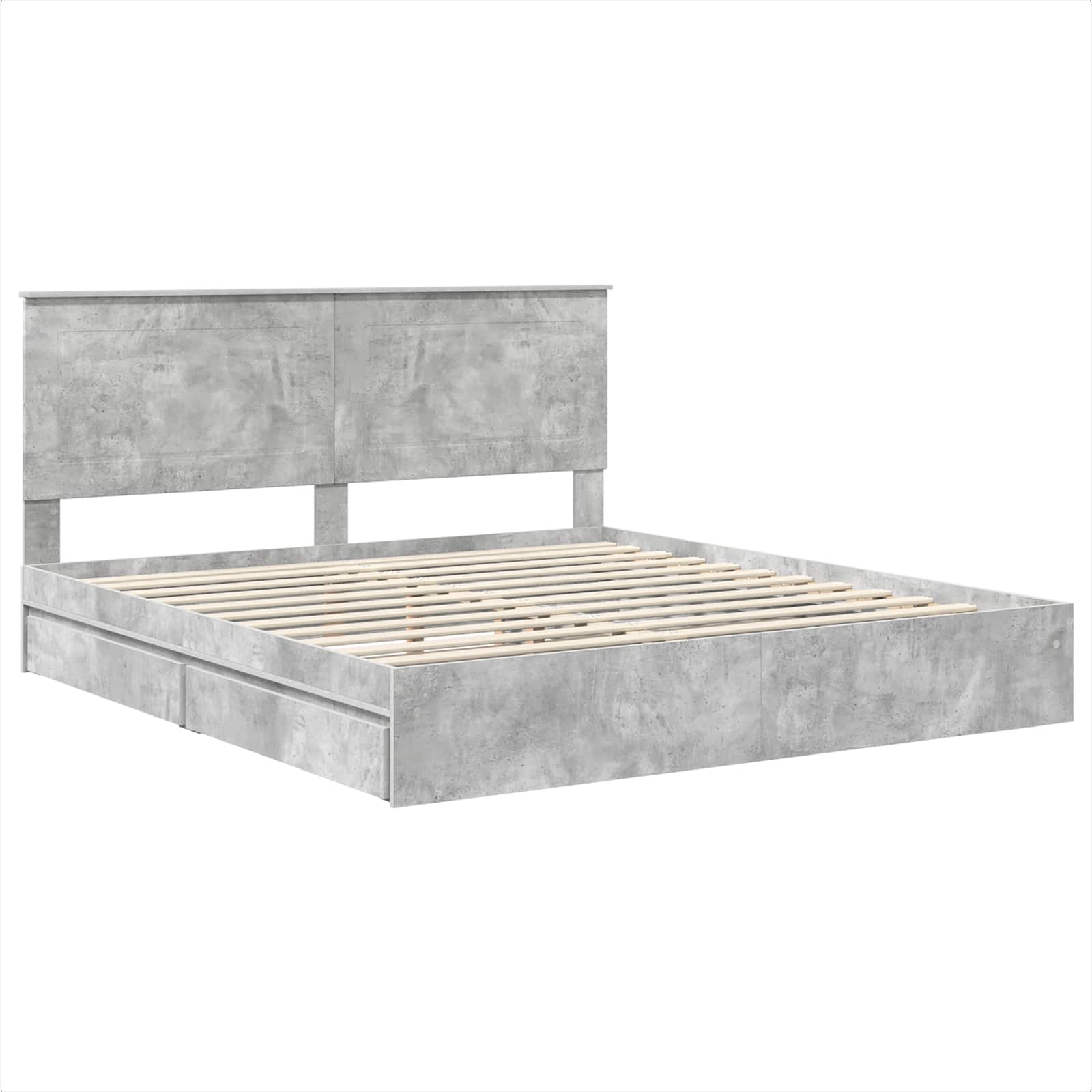 Opslag bed met hoofdeinde Beton Grijs 180 x 200 cm Bewerkt hout – afbeelding 4