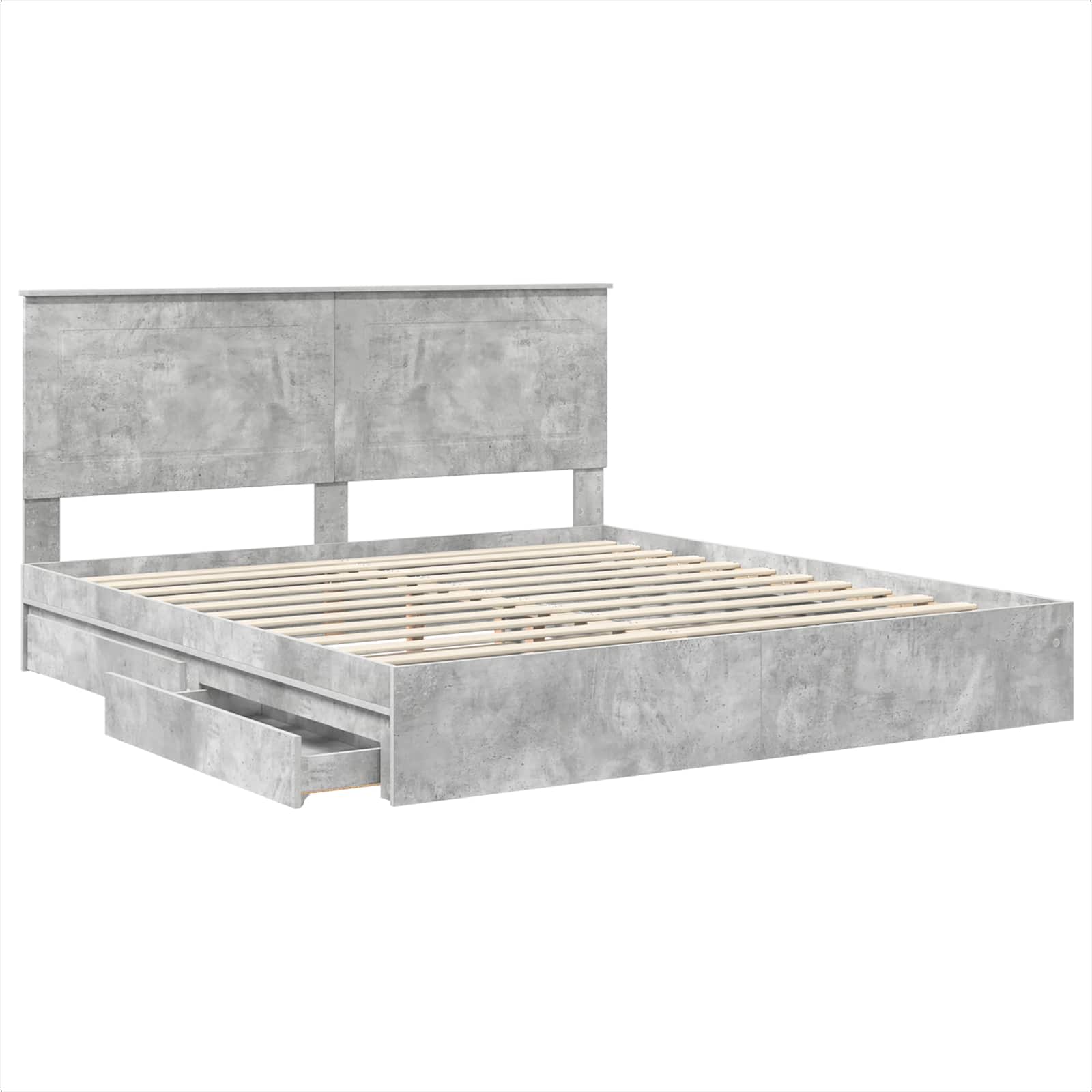 Opslag bed met hoofdeinde Beton Grijs 180 x 200 cm Bewerkt hout – afbeelding 5