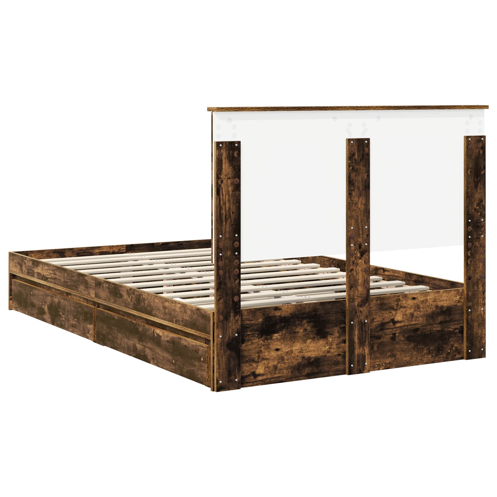 Opslag bed met lade Gerookt eiken 120 x 200 cm Bewerkt hout – afbeelding 10