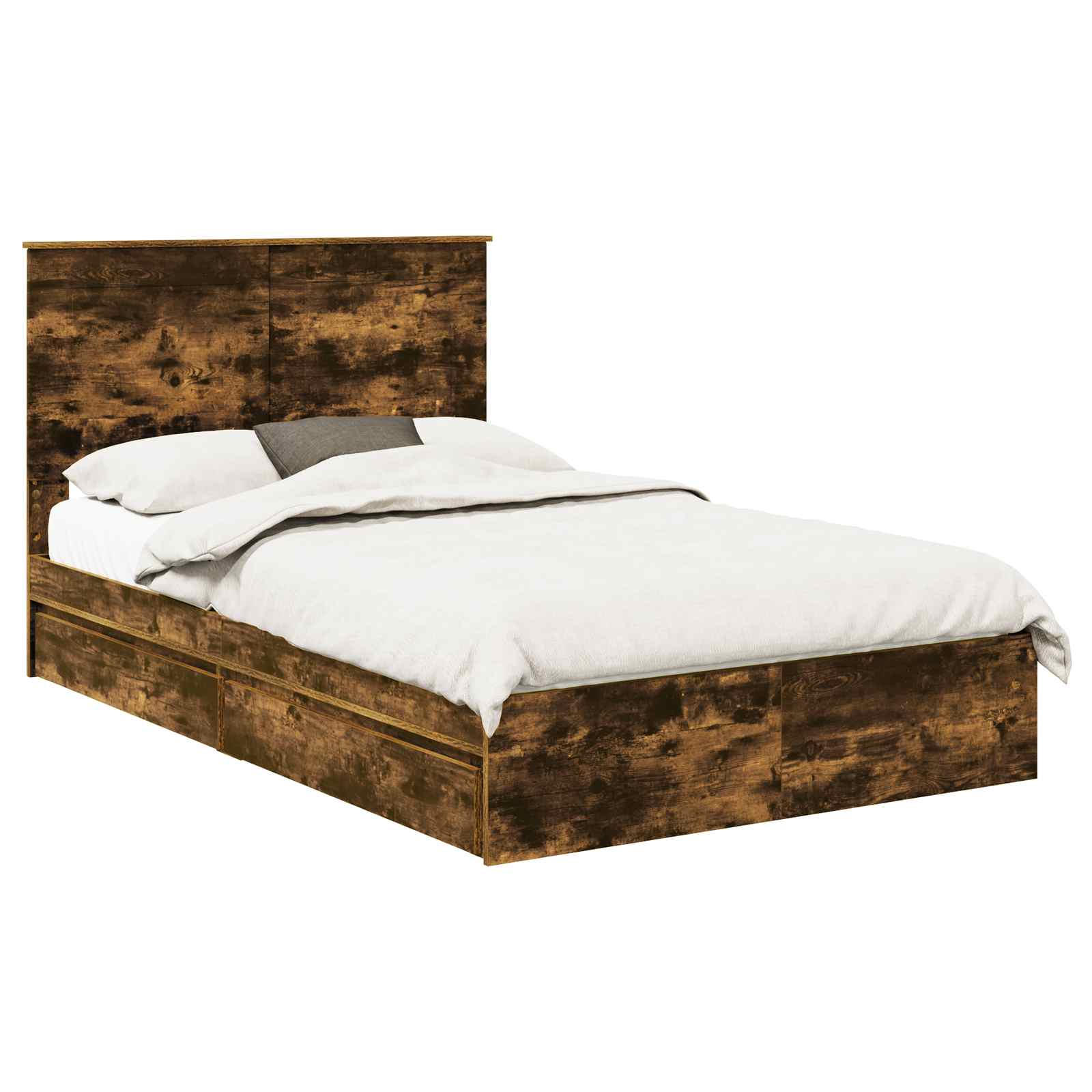 Opslag bed met lade Gerookt eiken 120 x 200 cm Bewerkt hout – afbeelding 2