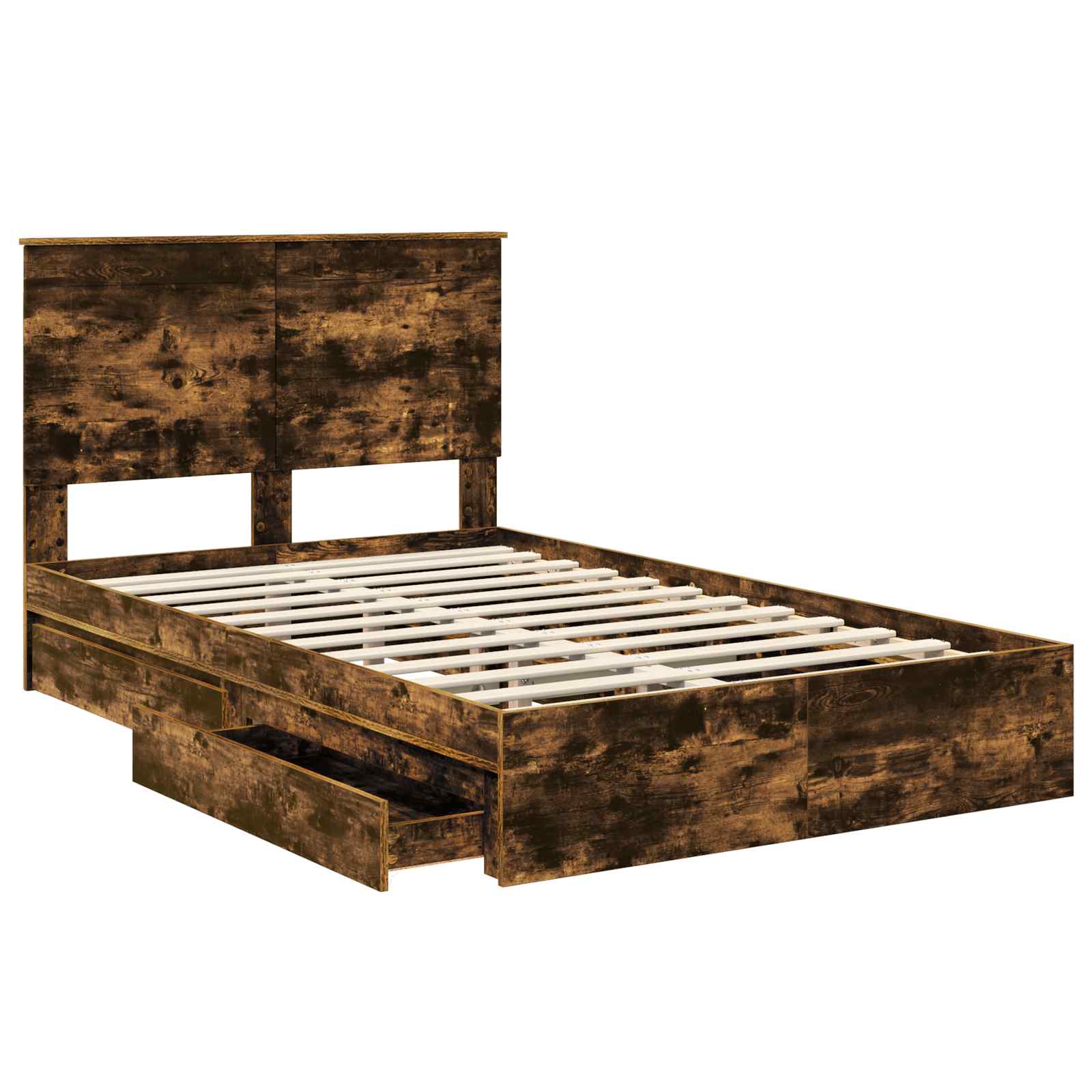 Opslag bed met lade Gerookt eiken 120 x 200 cm Bewerkt hout – afbeelding 5