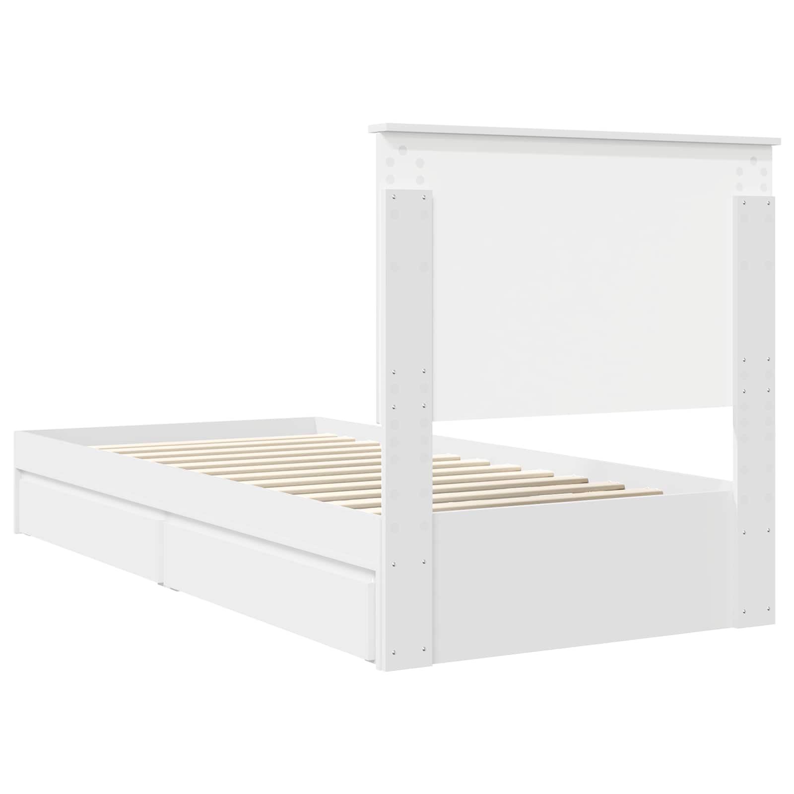 Opslag bed met hoofdeinde met lade Wit 90 x 190 cm Bewerkt hout – afbeelding 10