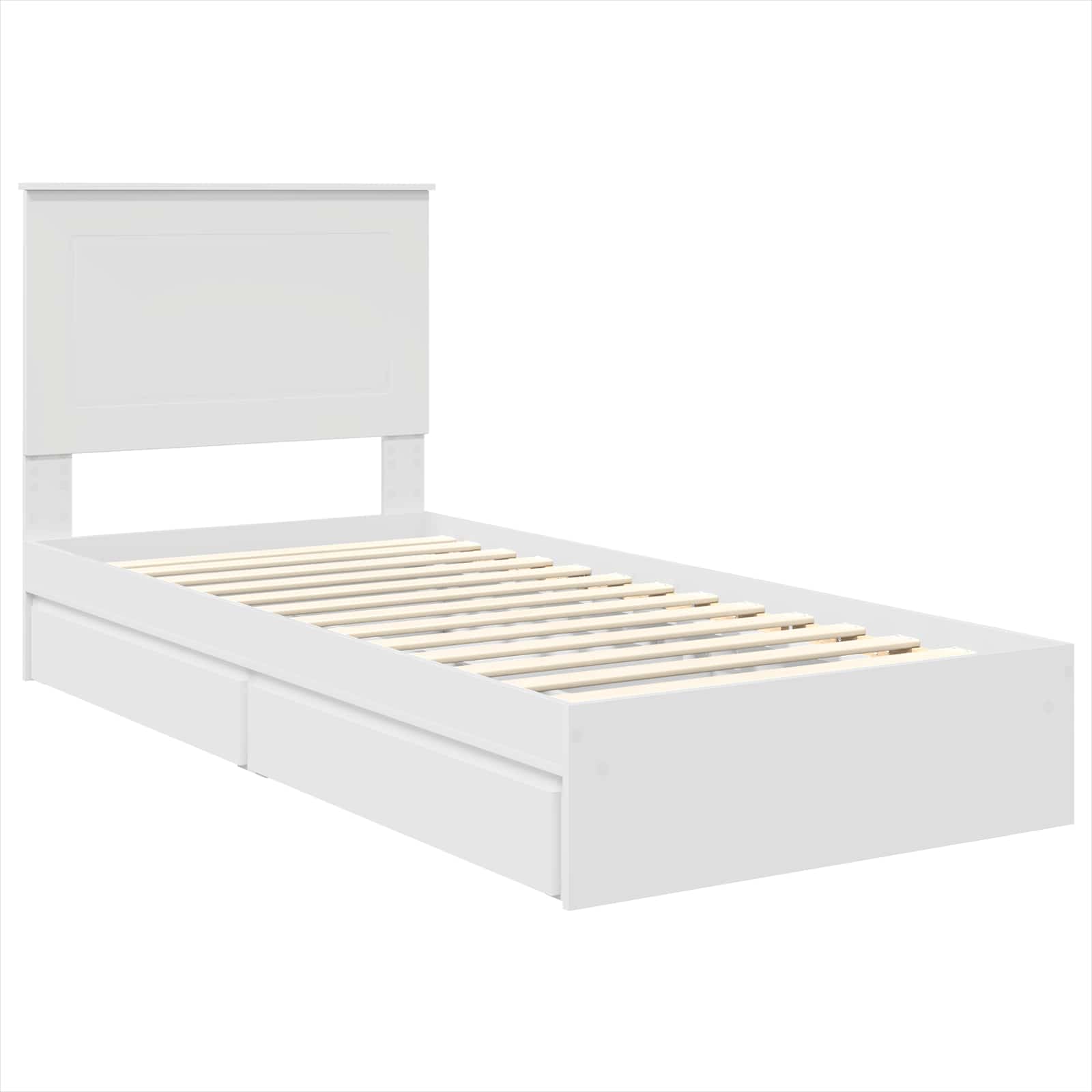 Opslag bed met hoofdeinde met lade Wit 90 x 190 cm Bewerkt hout – afbeelding 4
