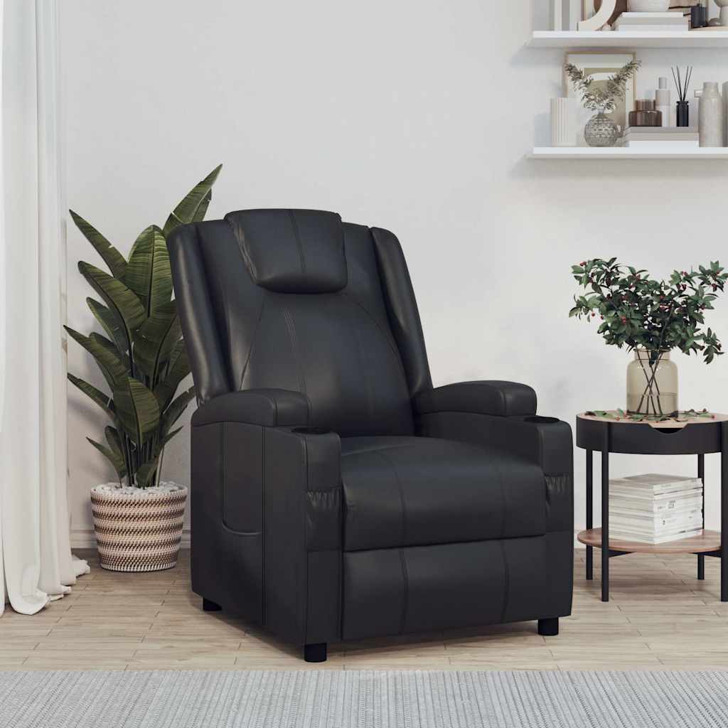 Fauteuil verstelbaar kunstleer zwart
