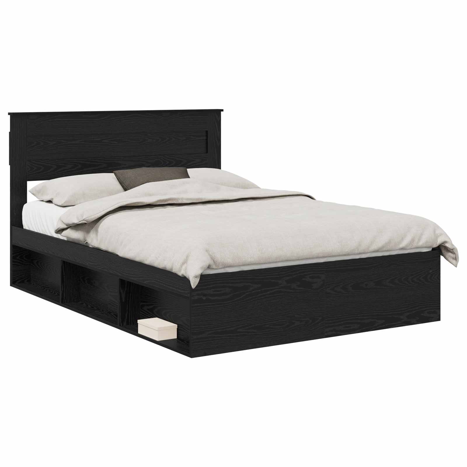 Bedframe met hoofdeinde Zwart 140 x 200 cm Massief grenenhout – afbeelding 2