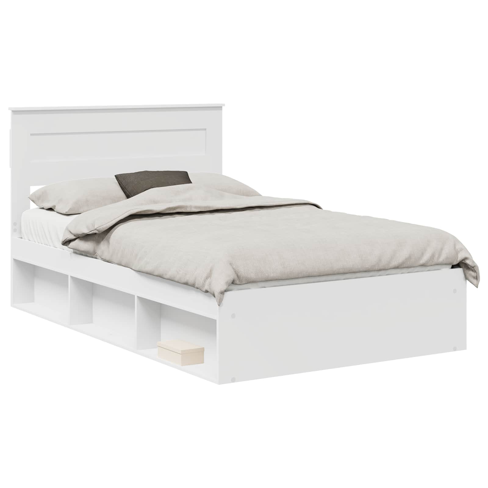 Bedframe met hoofdeinde Wit 135 x 190 cm Massief grenenhout – afbeelding 2