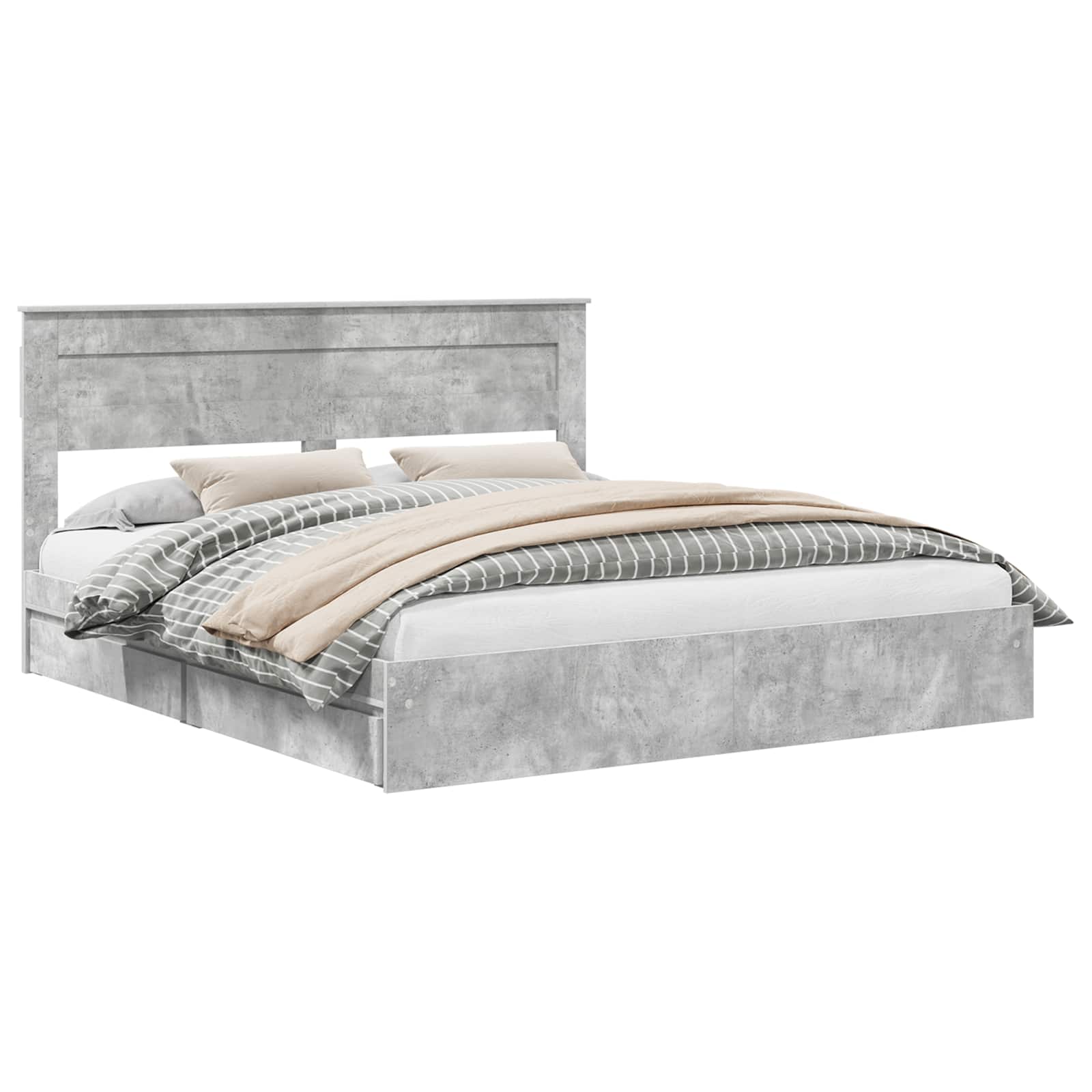 Opslag bed met hoofdeinde Beton Grijs 180 x 200 cm Bewerkt hout – afbeelding 2