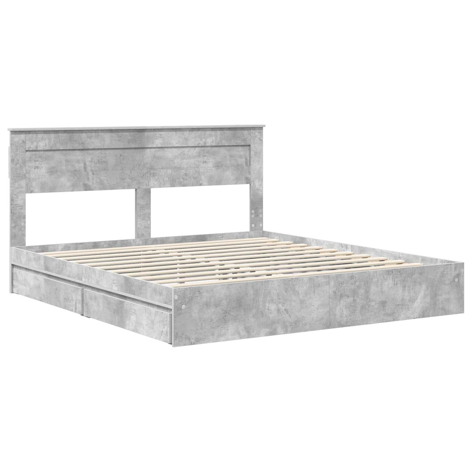 Opslag bed met hoofdeinde Beton Grijs 180 x 200 cm Bewerkt hout – afbeelding 4