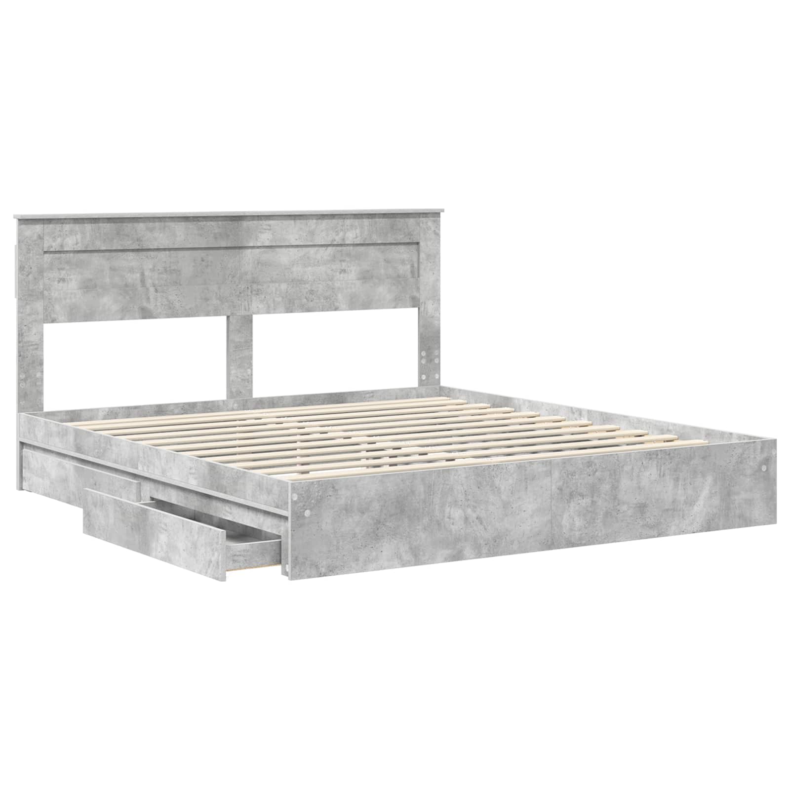 Opslag bed met hoofdeinde Beton Grijs 180 x 200 cm Bewerkt hout – afbeelding 5