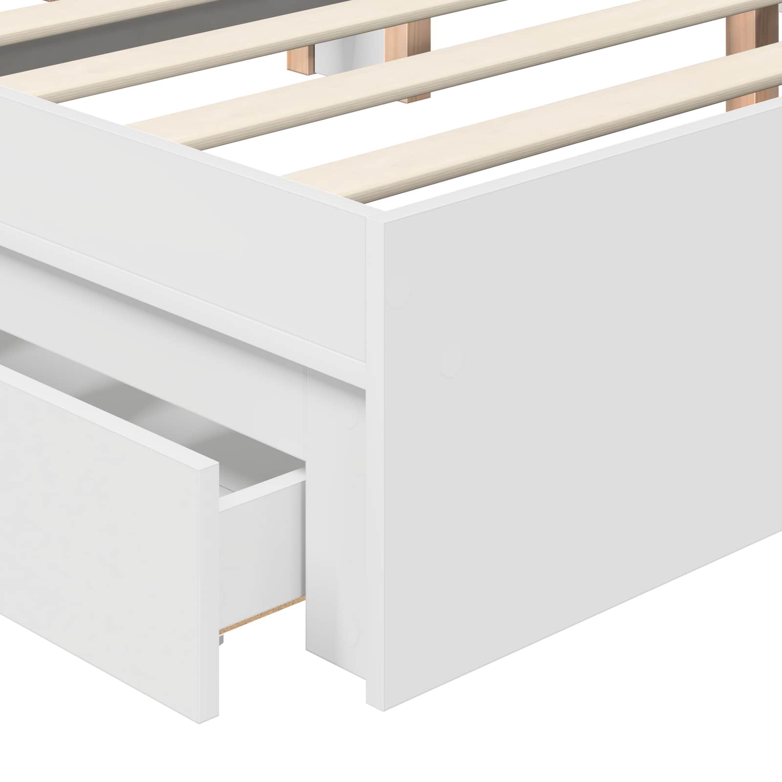 Opslag bed met hoofdeinde Wit 150 x 200 cm Bewerkt hout – afbeelding 11
