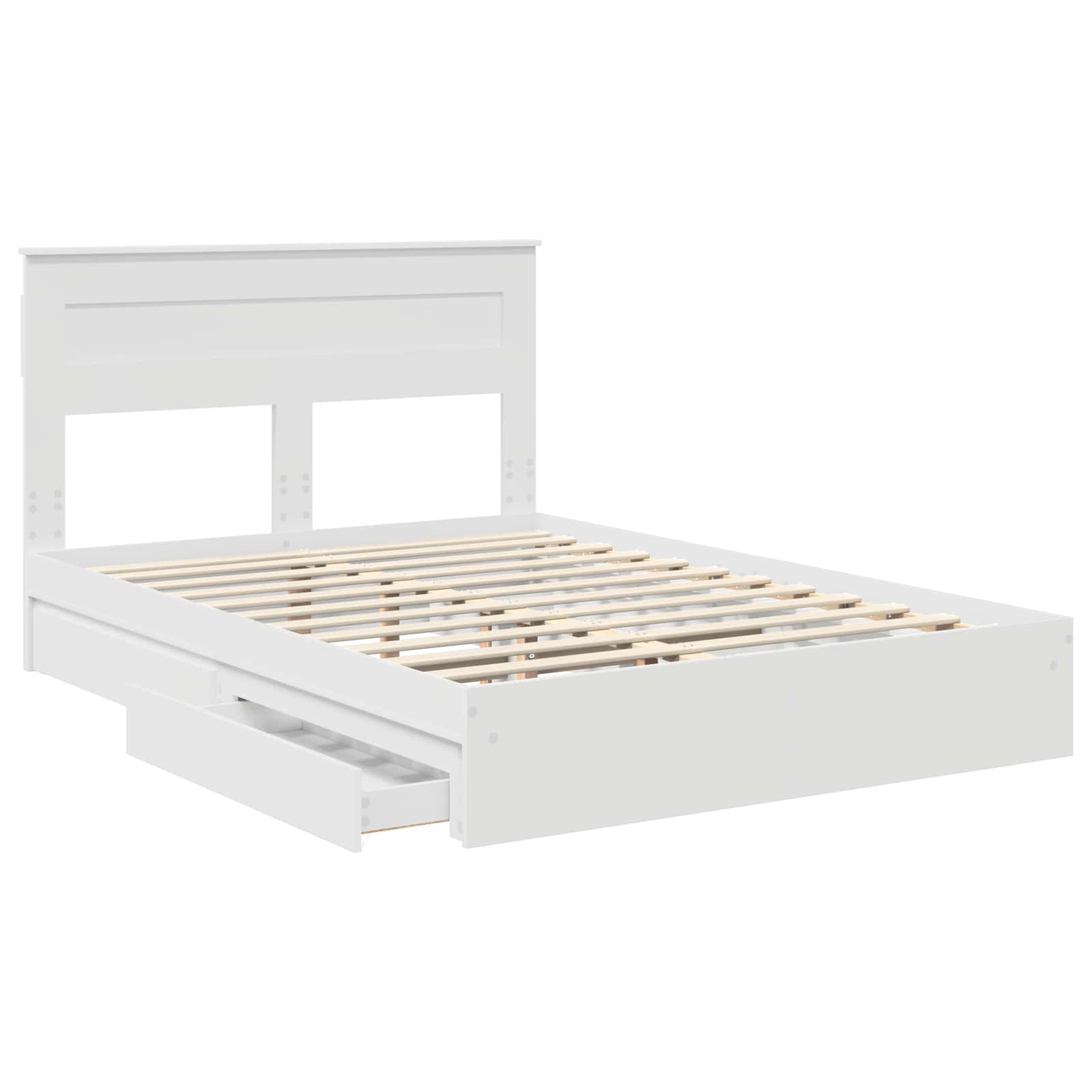 Opslag bed met hoofdeinde Wit 150 x 200 cm Bewerkt hout – afbeelding 5
