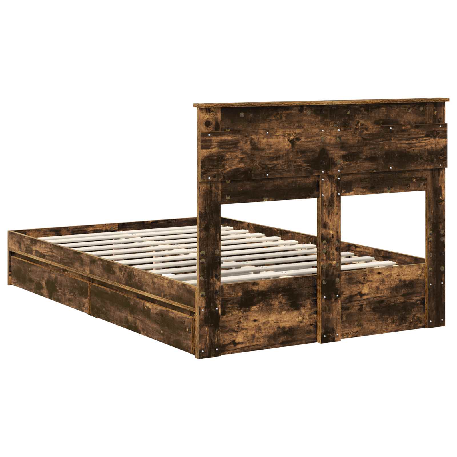 Opslag bed met lade Gerookt eiken 120 x 200 cm Bewerkt hout – afbeelding 10