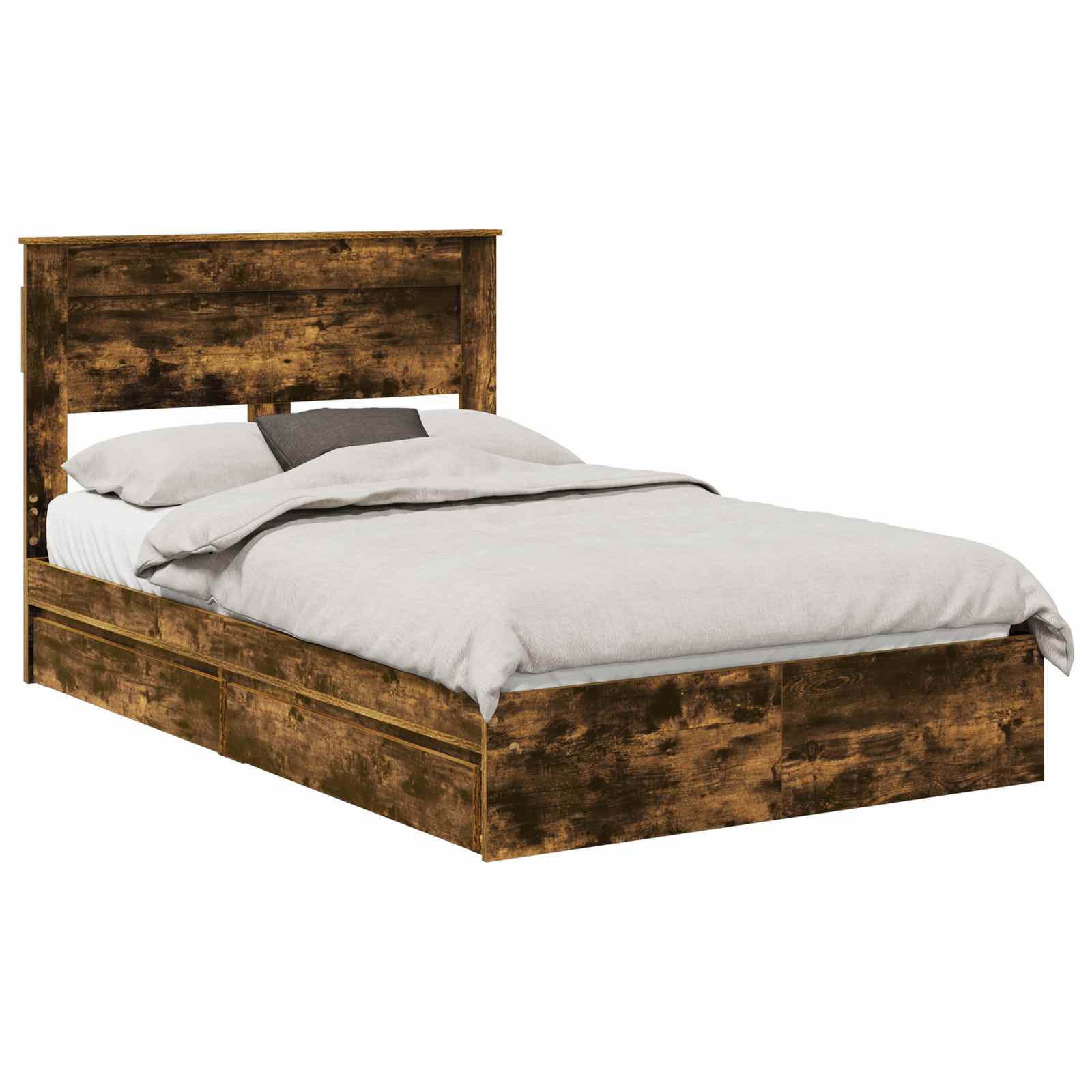 Opslag bed met lade Gerookt eiken 120 x 200 cm Bewerkt hout – afbeelding 2