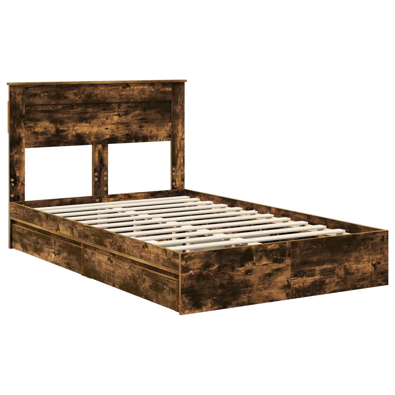 Opslag bed met lade Gerookt eiken 120 x 200 cm Bewerkt hout – afbeelding 4