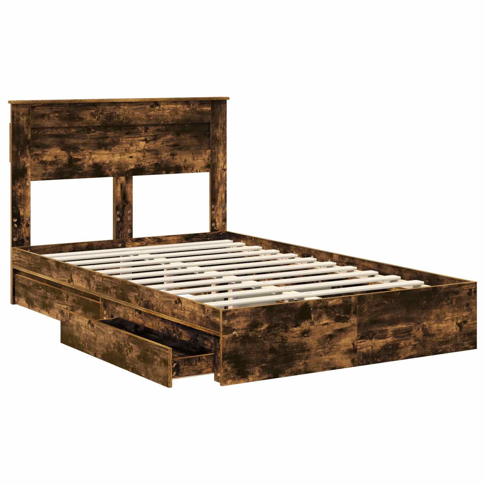 Opslag bed met lade Gerookt eiken 120 x 200 cm Bewerkt hout – afbeelding 5