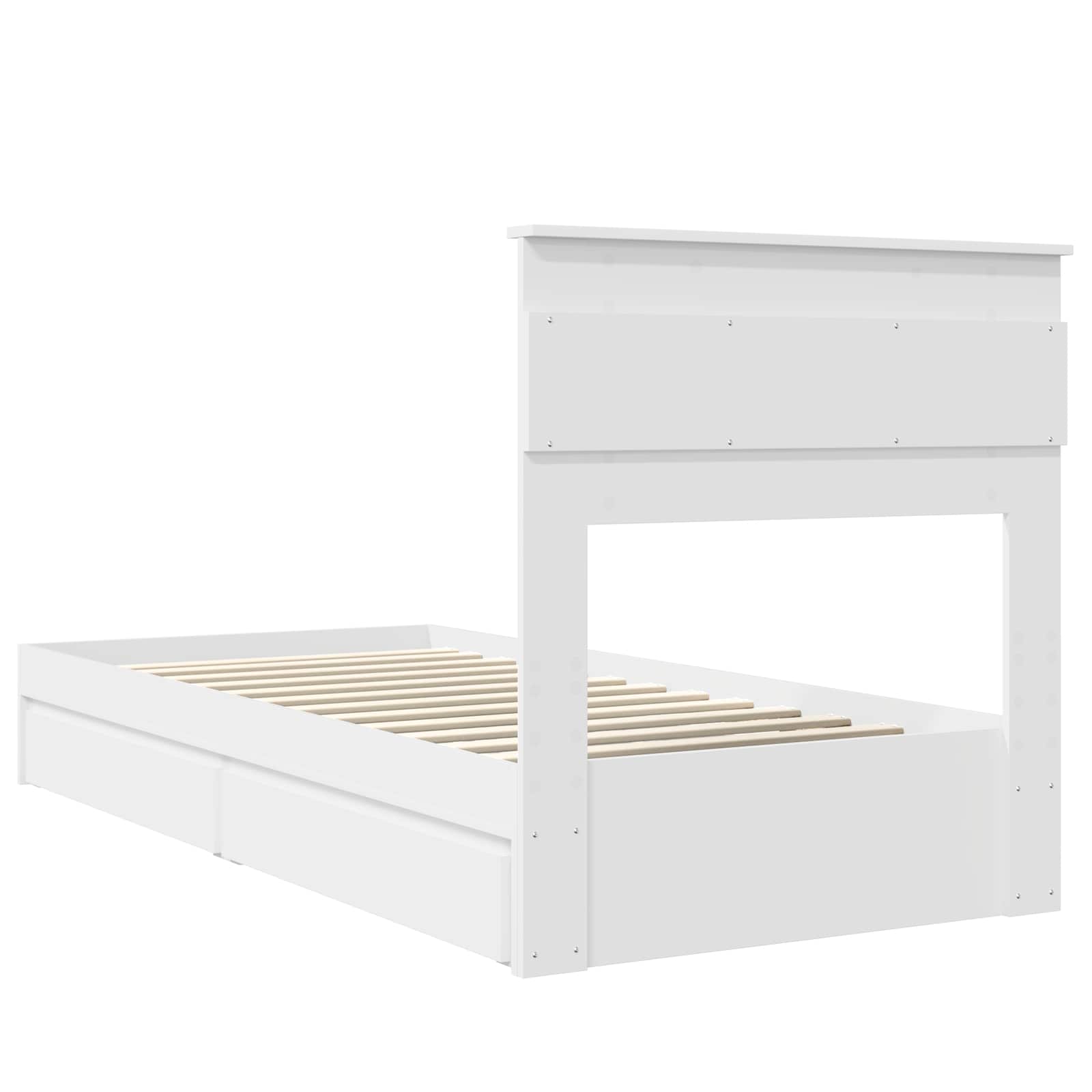 Opslag bed met hoofdeinde met lade Wit 90 x 190 cm Bewerkt hout – afbeelding 10