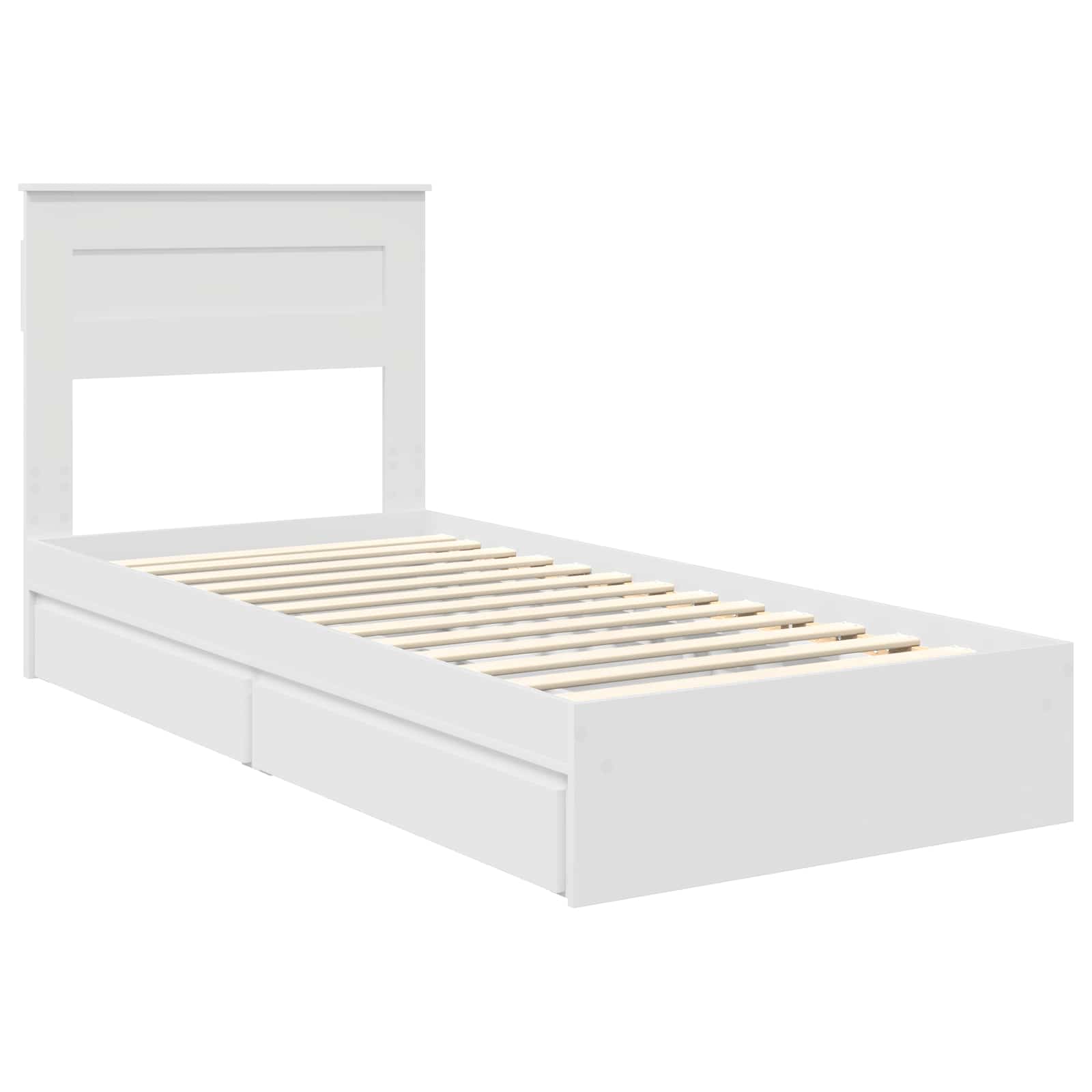 Opslag bed met hoofdeinde met lade Wit 90 x 190 cm Bewerkt hout – afbeelding 4