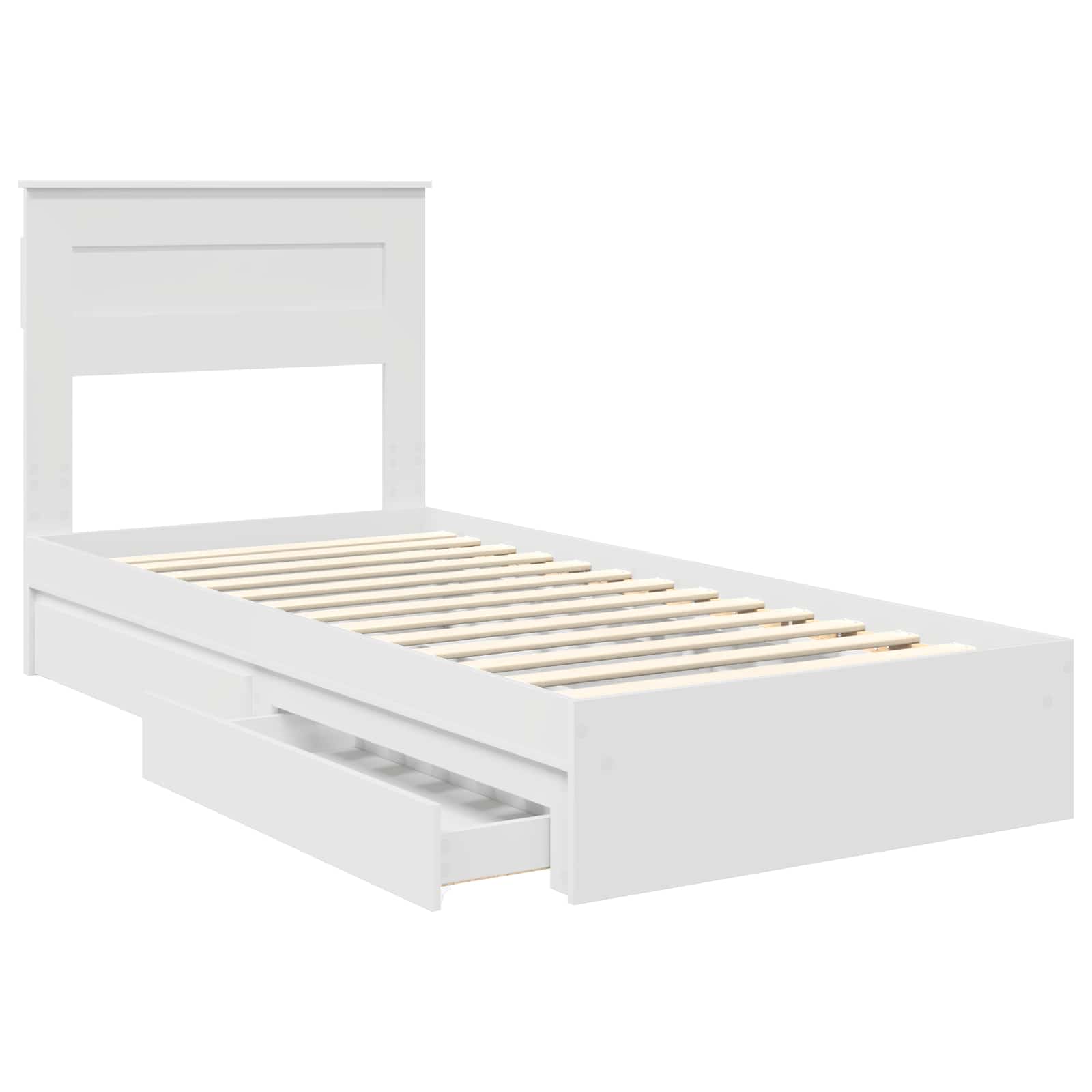 Opslag bed met hoofdeinde met lade Wit 90 x 190 cm Bewerkt hout – afbeelding 5