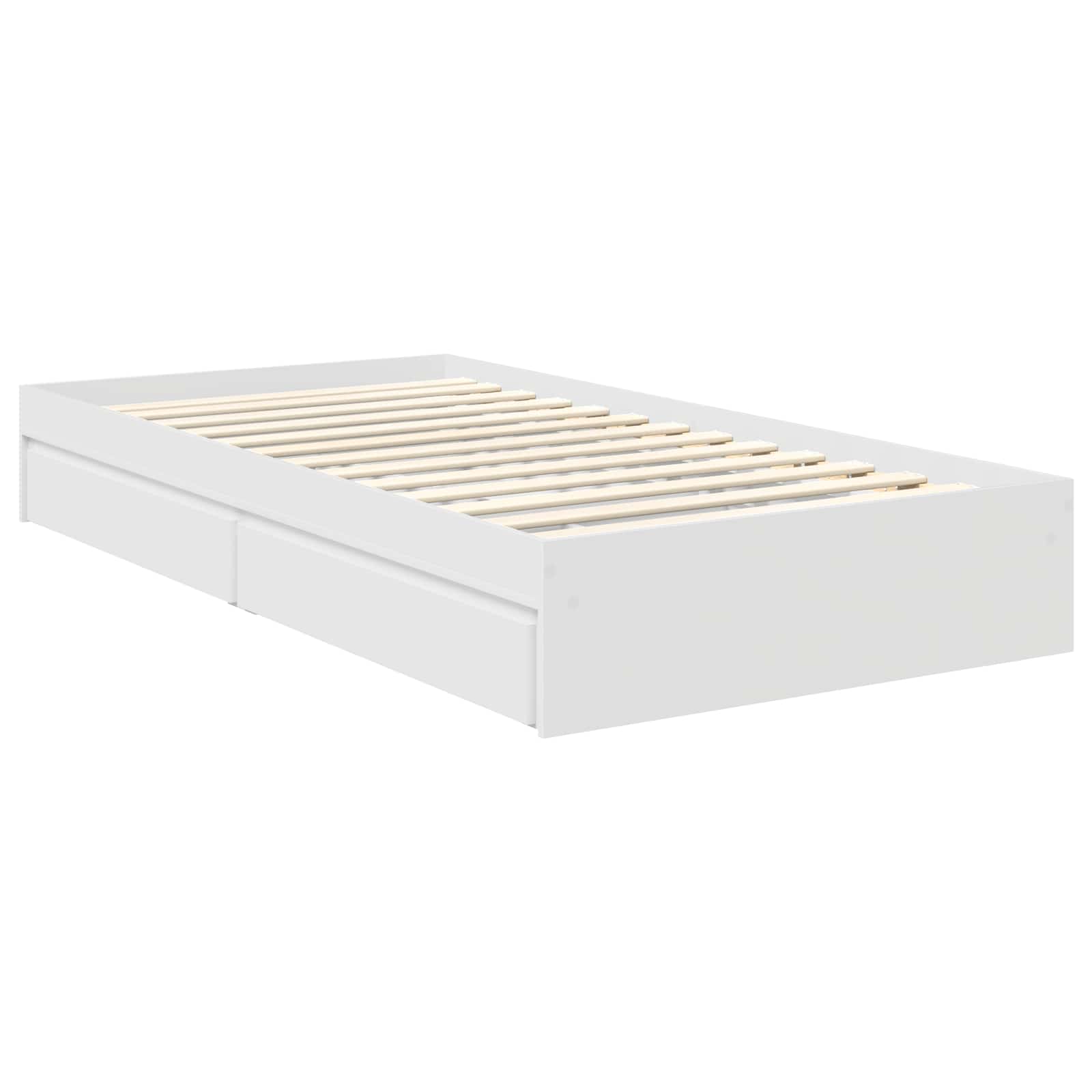 Opslag bed met hoofdeinde met lade Wit 90 x 190 cm Bewerkt hout – afbeelding 6