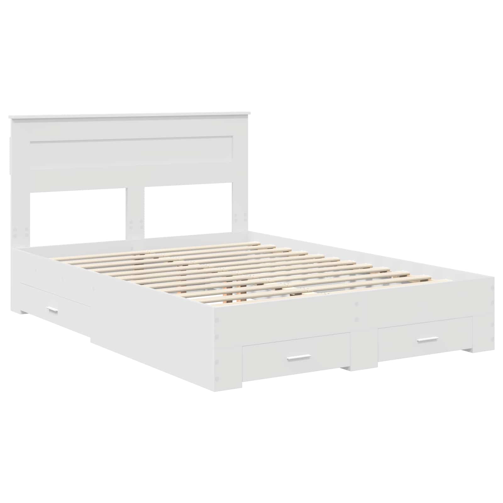 Bedframe met hoofdeinde met lade Wit 150 x 200 cm Bewerkt hout – afbeelding 4