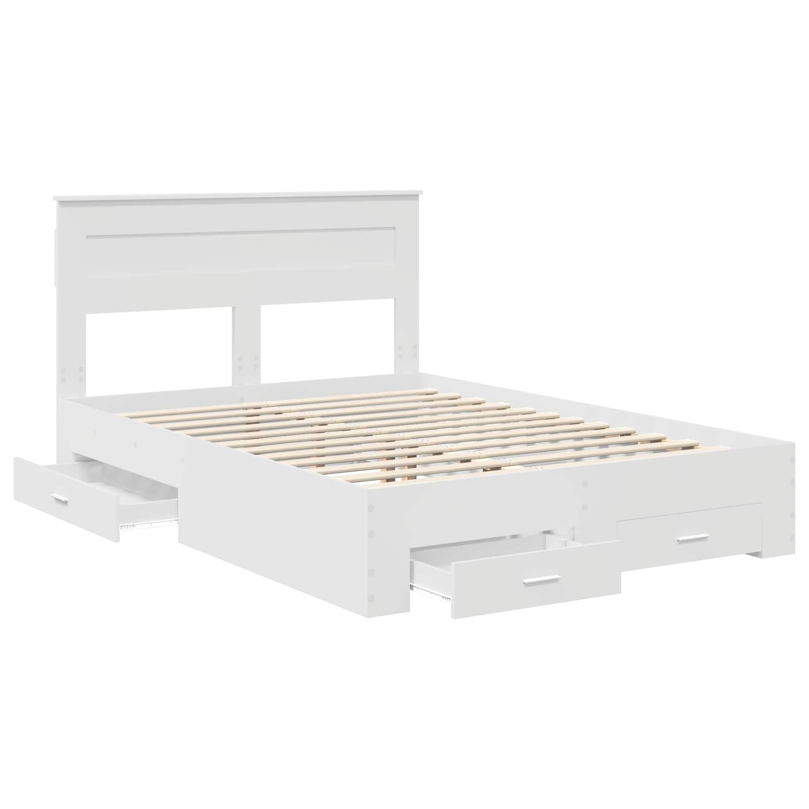 Bedframe met hoofdeinde met lade Wit 150 x 200 cm Bewerkt hout – afbeelding 5