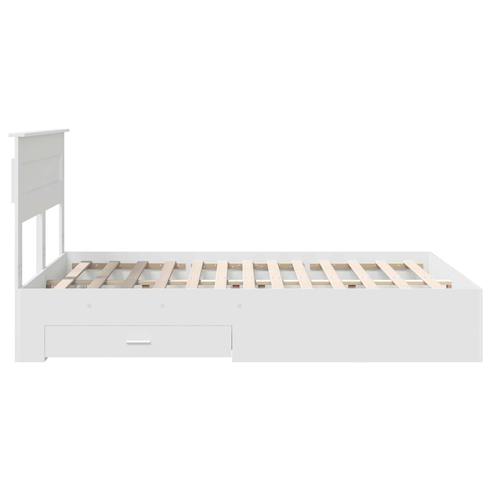 Bedframe met hoofdeinde met lade Wit 150 x 200 cm Bewerkt hout – afbeelding 9
