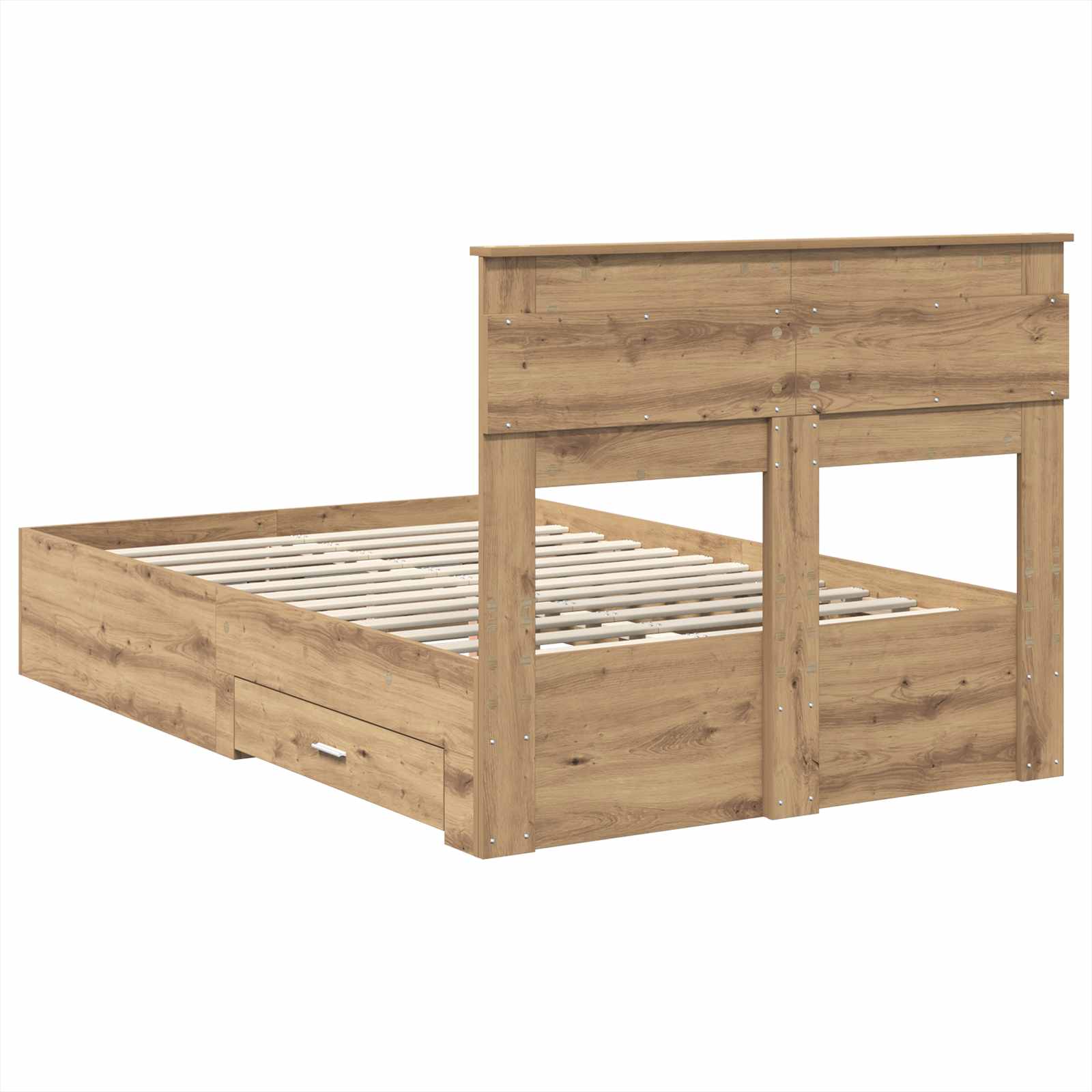 Bedframe met hoofdeinde Artisan Eiken 120 x 200 cm Bewerkt hout – afbeelding 10