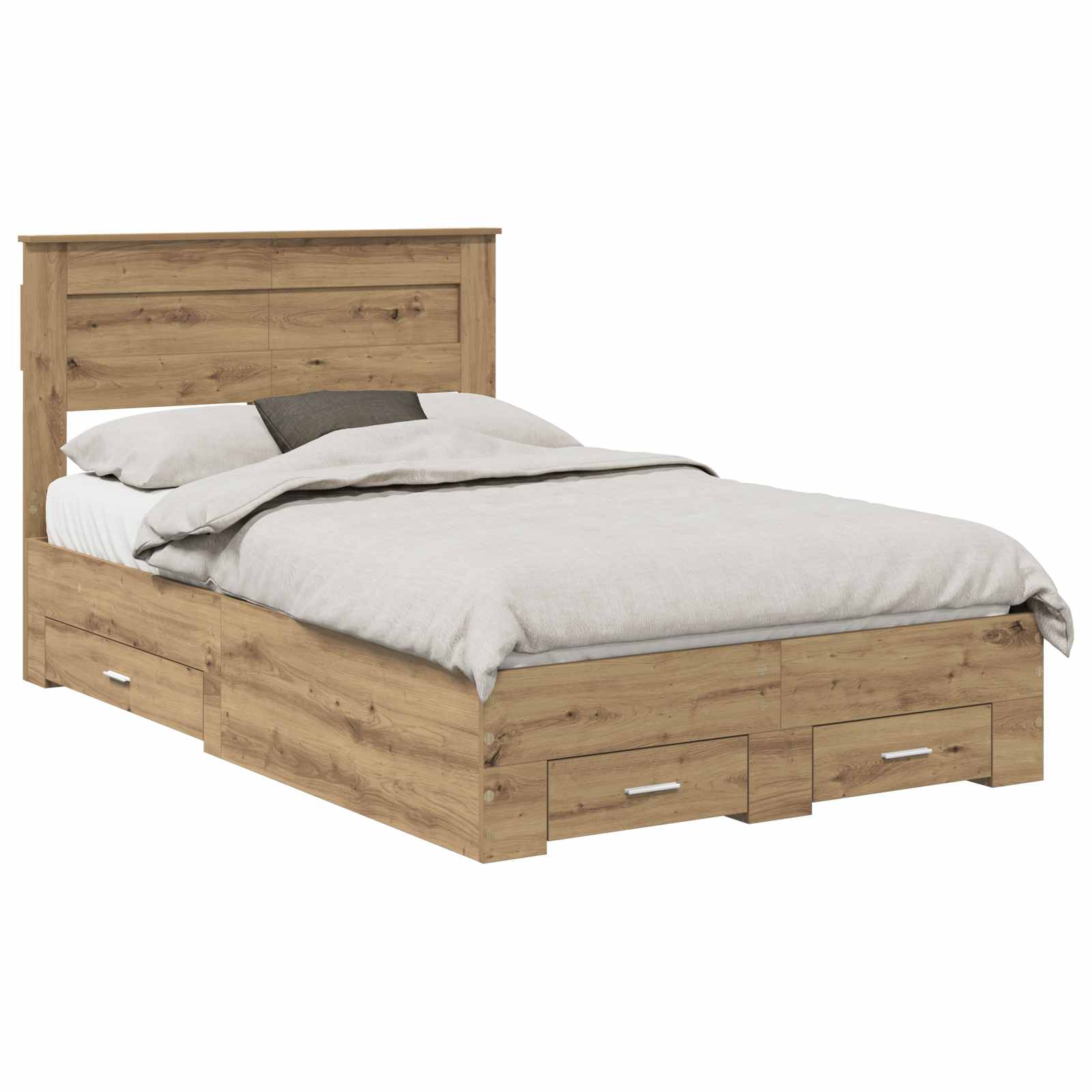 Bedframe met hoofdeinde Artisan Eiken 120 x 200 cm Bewerkt hout – afbeelding 2