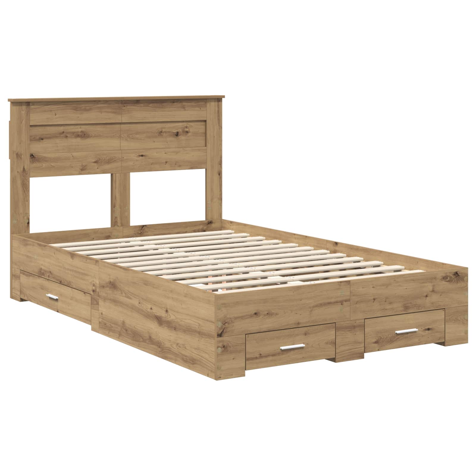 Bedframe met hoofdeinde Artisan Eiken 120 x 200 cm Bewerkt hout – afbeelding 4