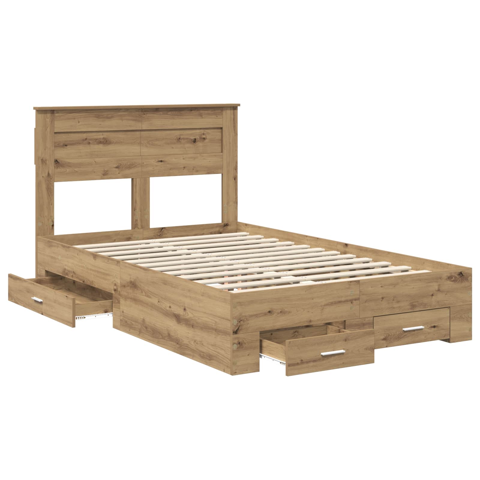 Bedframe met hoofdeinde Artisan Eiken 120 x 200 cm Bewerkt hout – afbeelding 5