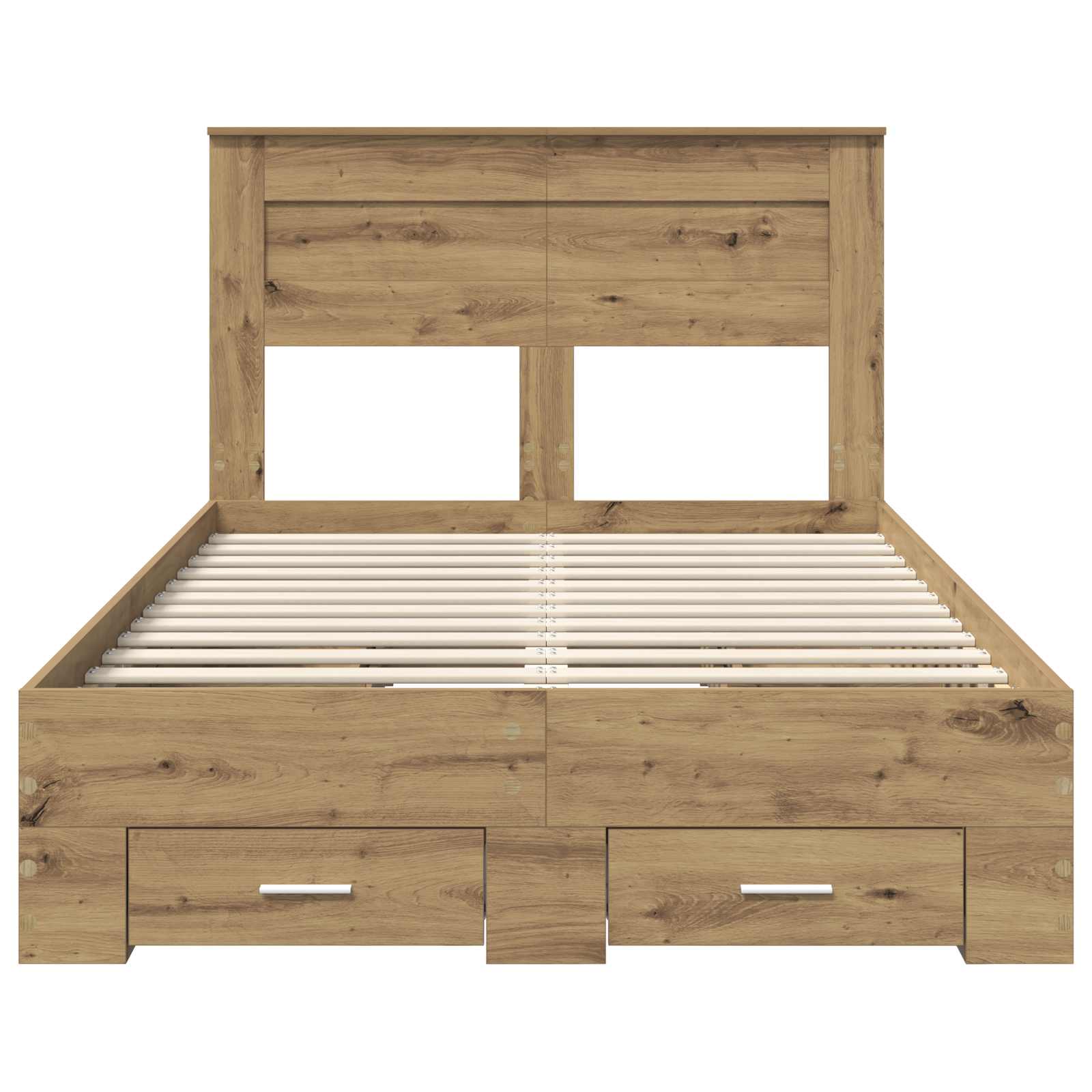 Bedframe met hoofdeinde Artisan Eiken 120 x 200 cm Bewerkt hout – afbeelding 8