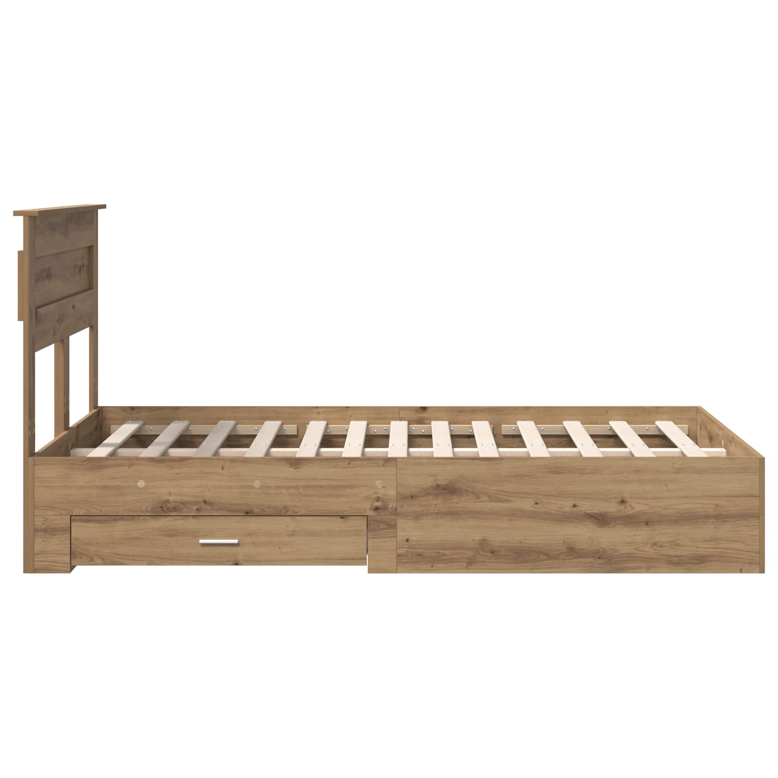 Bedframe met hoofdeinde Artisan Eiken 120 x 200 cm Bewerkt hout – afbeelding 9