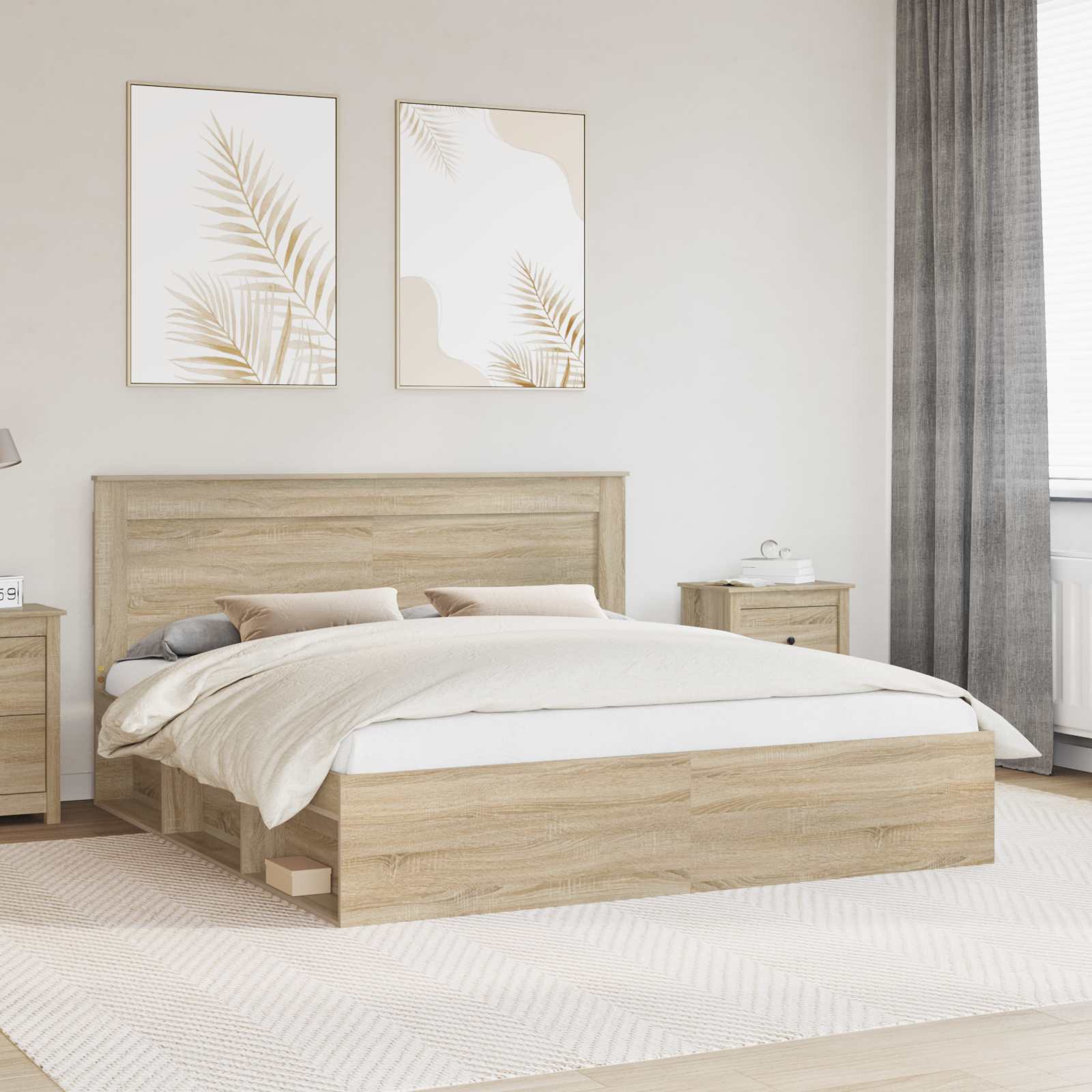 Bedframe met hoofdeinde Sonoma 200 x 200 cm Massief grenenhout – afbeelding 1