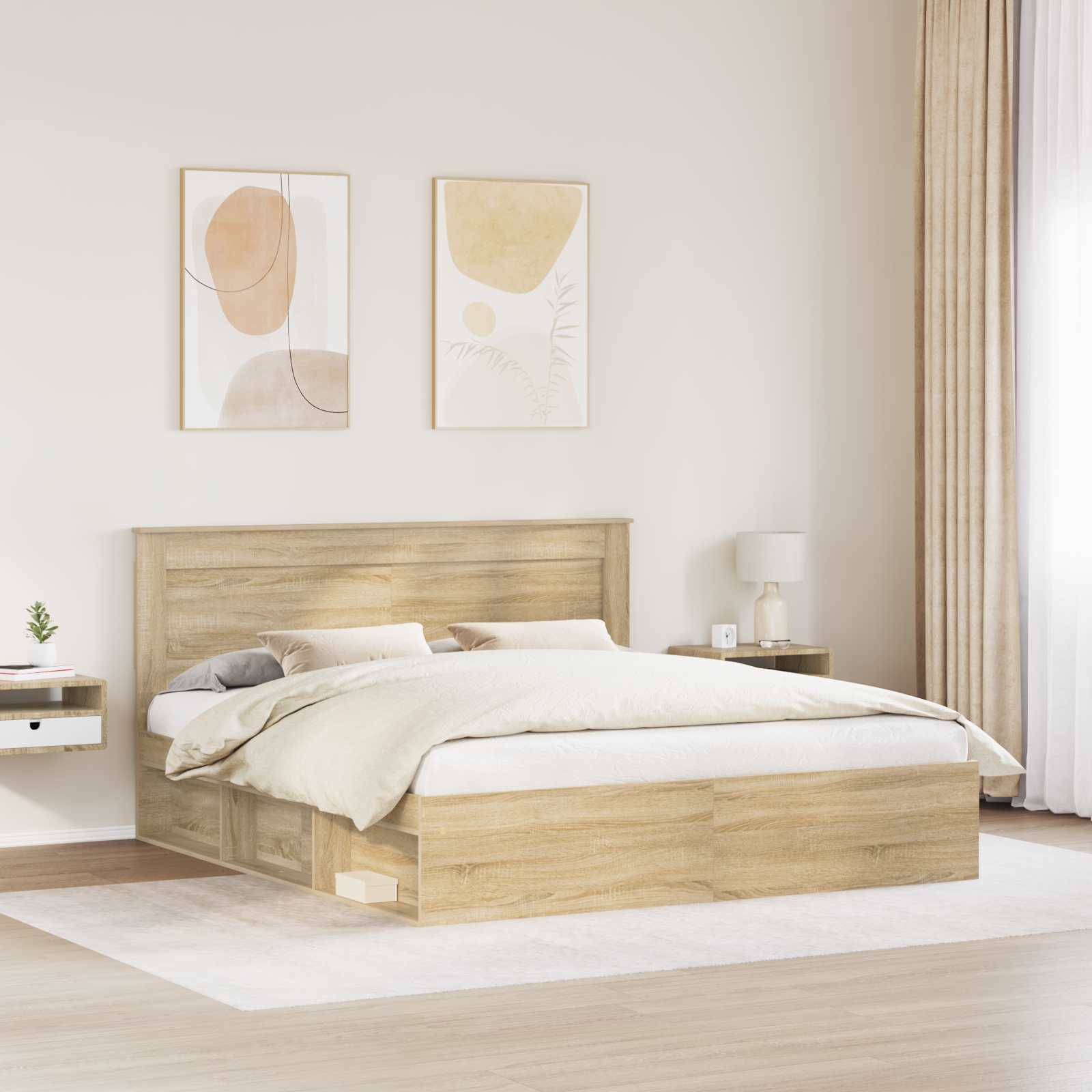 Bedframe met hoofdeinde Sonoma 200 x 200 cm Massief grenenhout – afbeelding 3