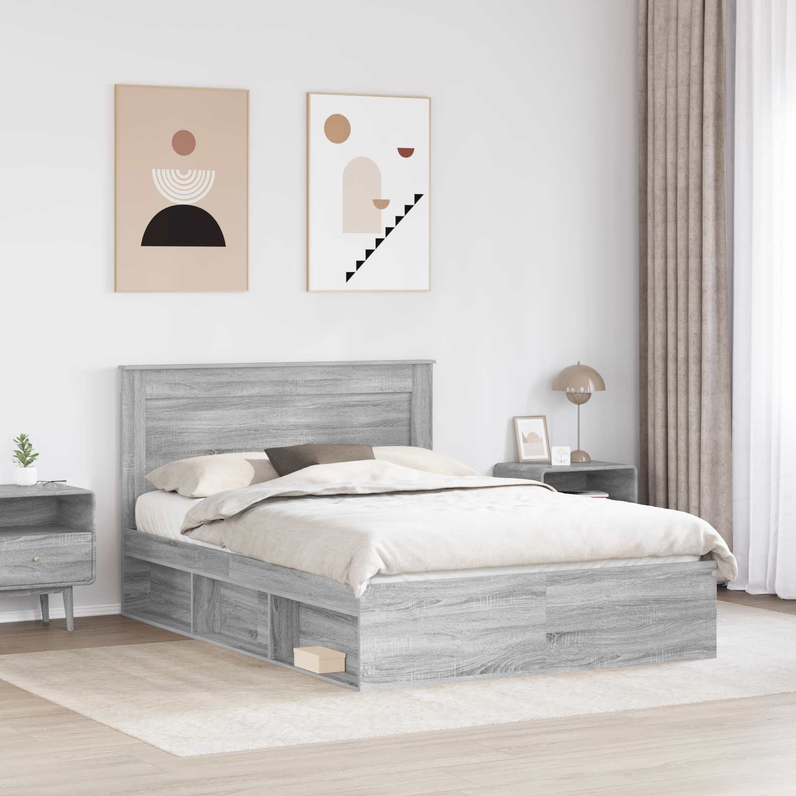 Bedframe Grijs Sonoma 160 x 200 cm Massief grenenhout – afbeelding 3