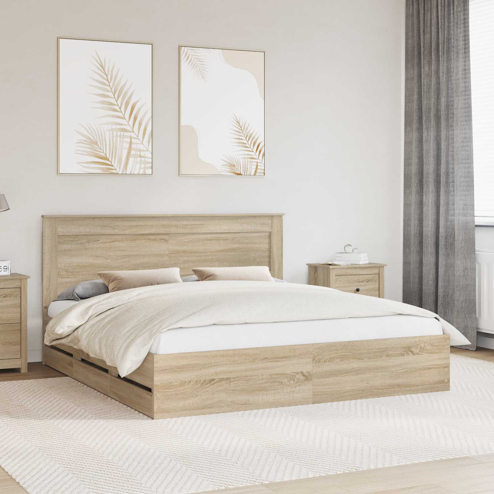 Bedframe met lade Sonoma Eiken 180 x 200 cm Ingenieurshout – afbeelding 1