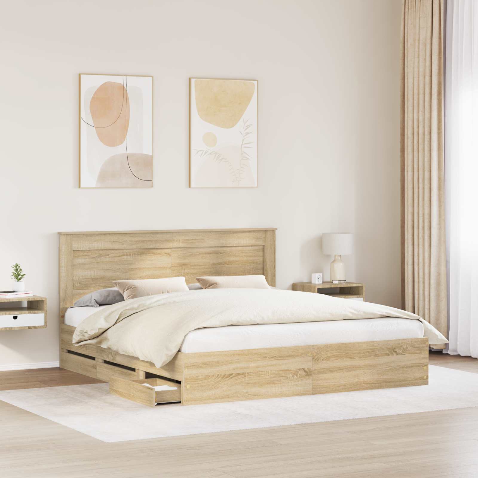 Bedframe met lade Sonoma Eiken 180 x 200 cm Ingenieurshout – afbeelding 3