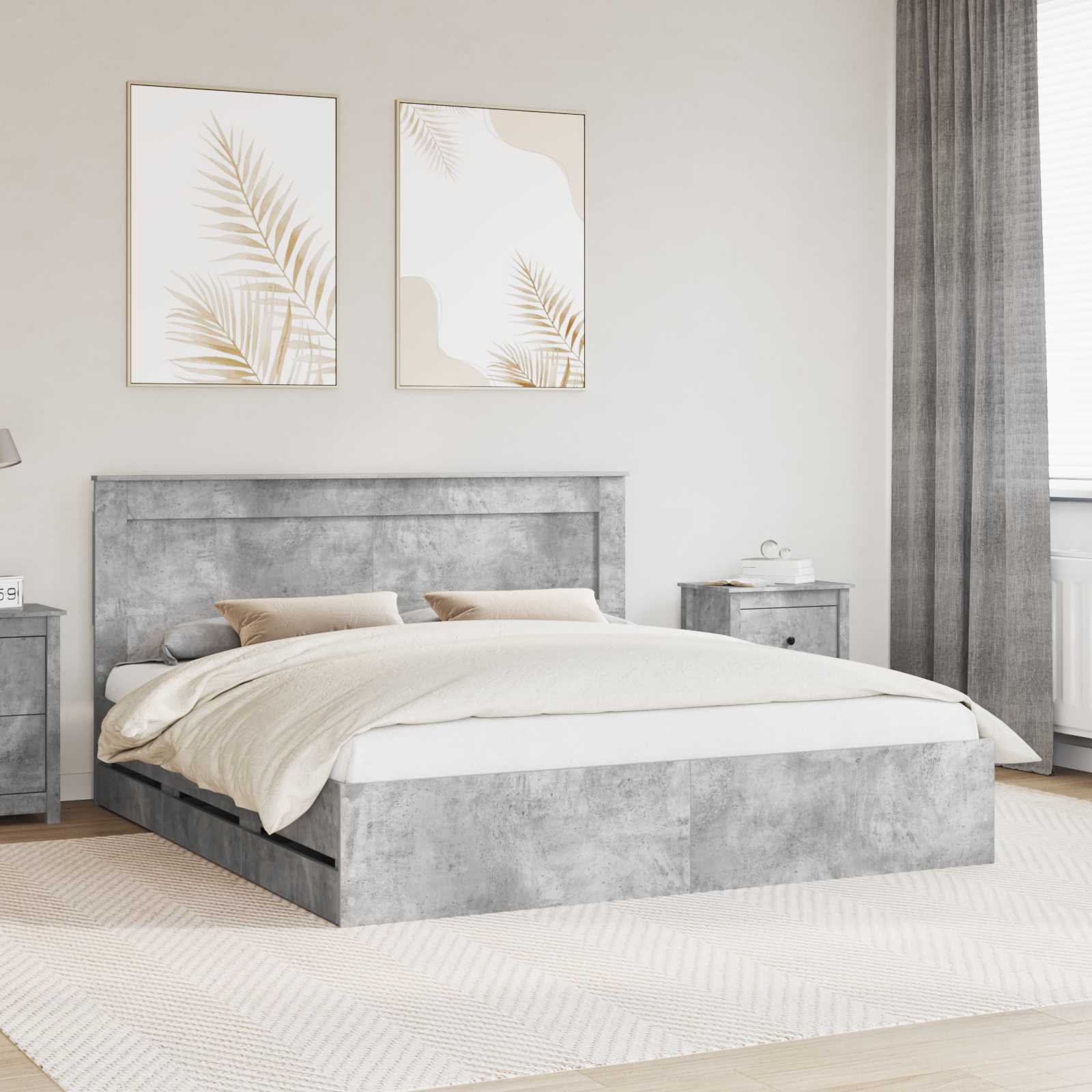 Bedframe met lade Beton Grijs 180 x 200 cm Ingenieurshout – afbeelding 1