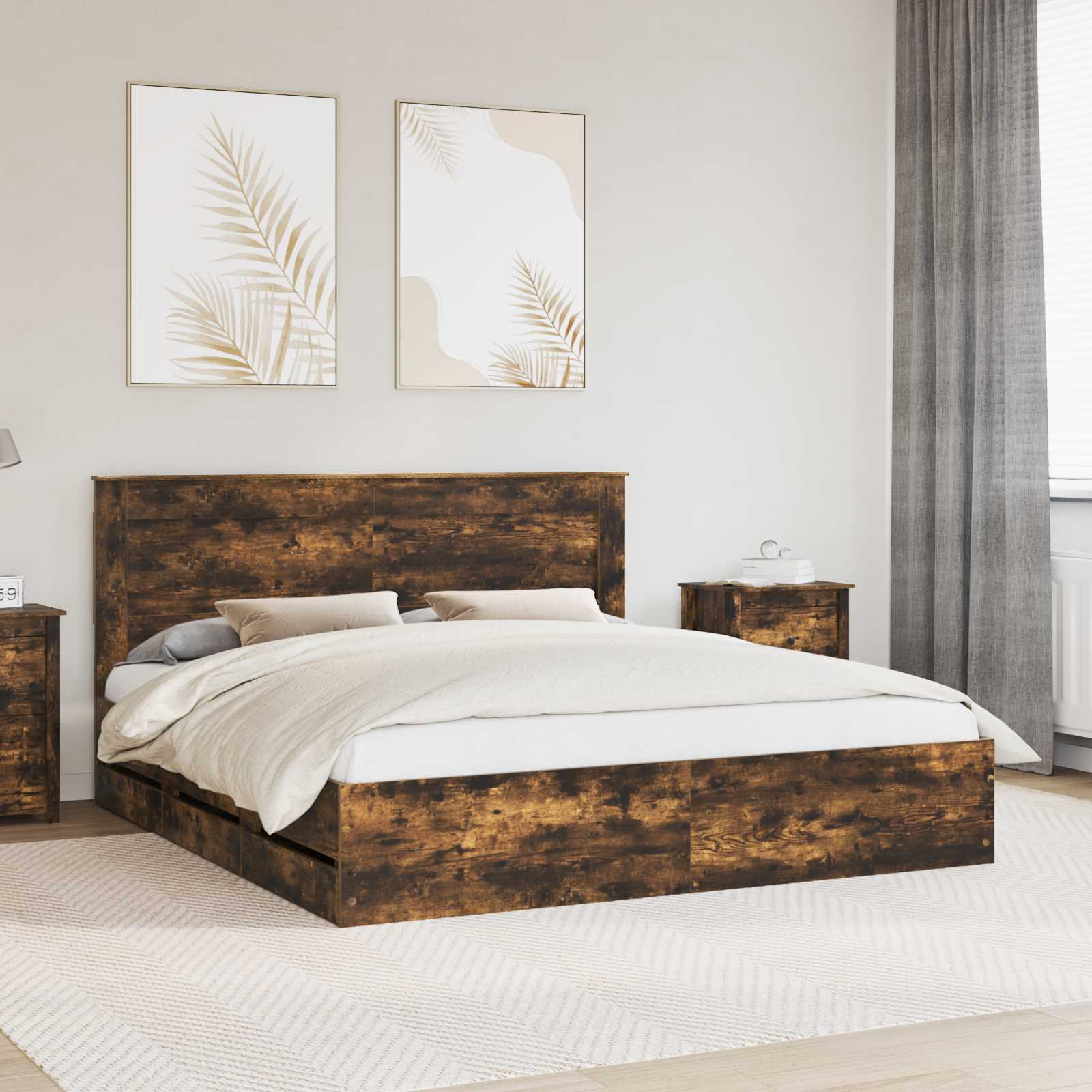 Bedframe met lade Gerookt eiken 180 x 200 cm Ingenieurshout