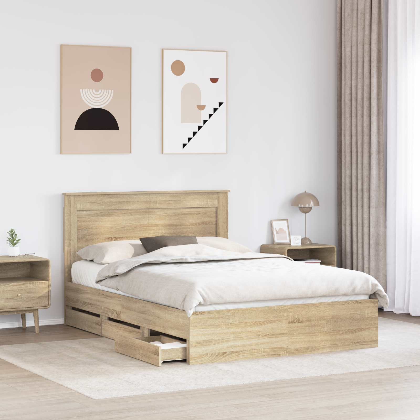 Bedframe met lade Sonoma Eiken 150 x 200 cm Ingenieurshout – afbeelding 3