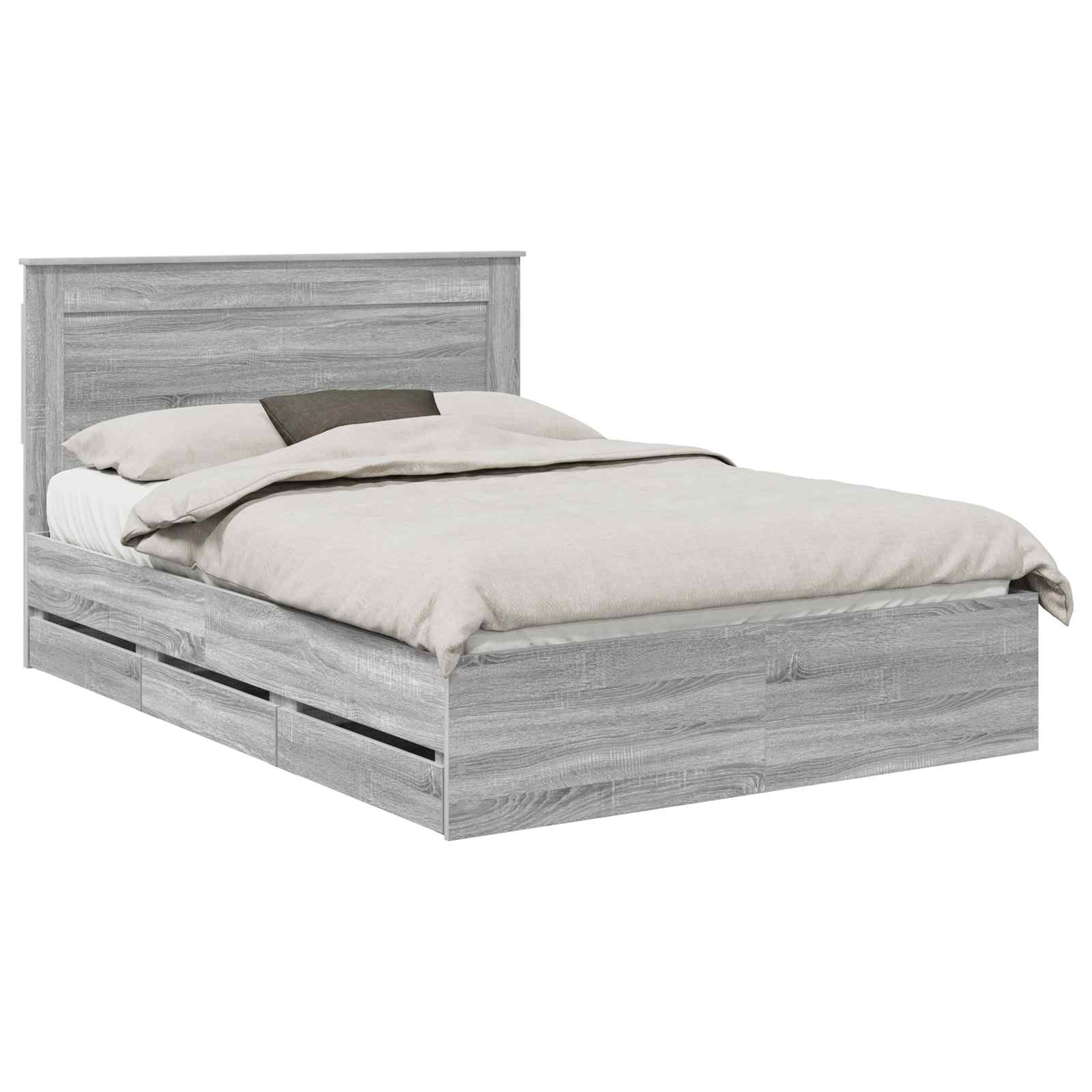 Bedframe met lade Grijs Sonoma 140 x 190 cm Ingenieurshout – afbeelding 2