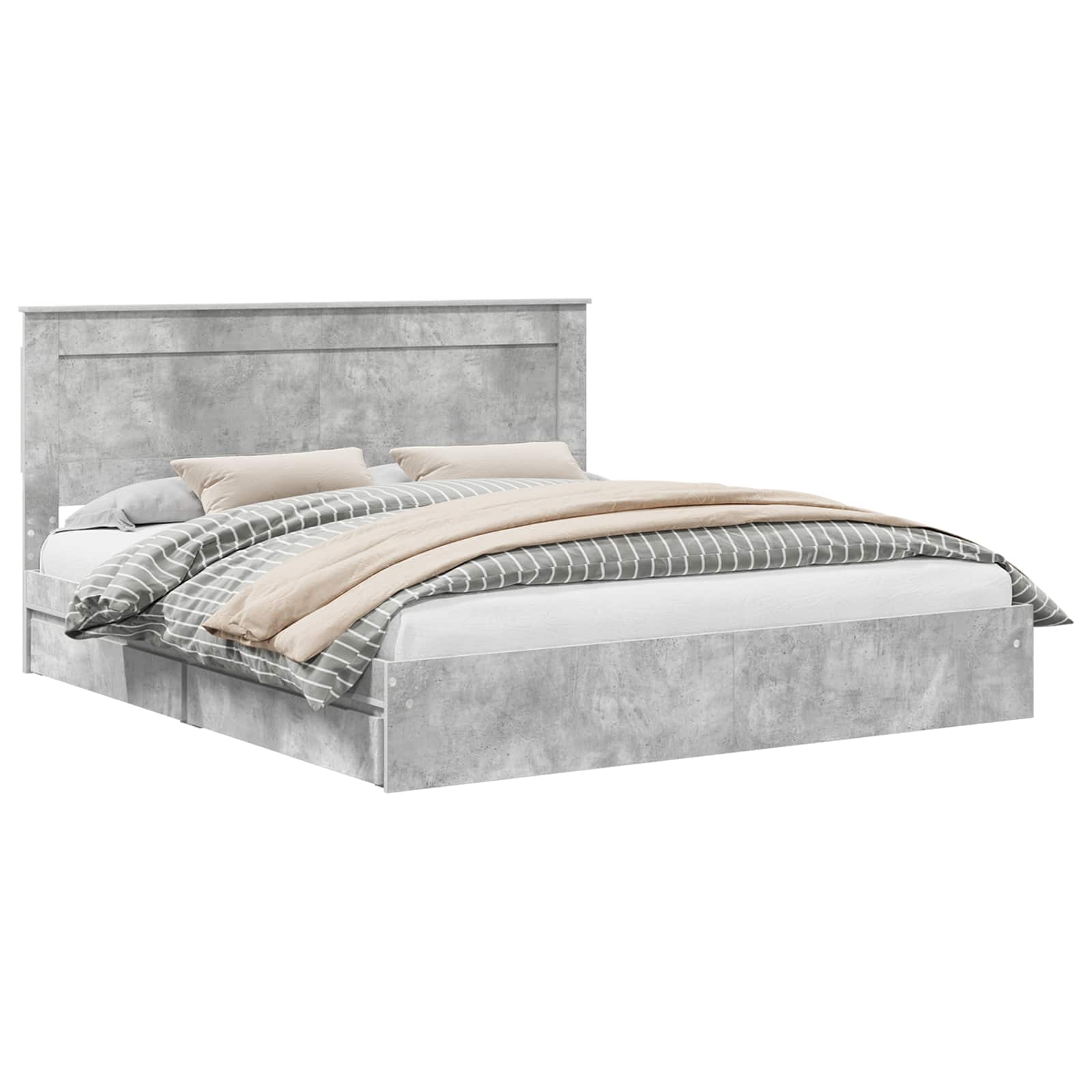 Opslag bed met hoofdeinde Beton Grijs 180 x 200 cm Bewerkt hout – afbeelding 2