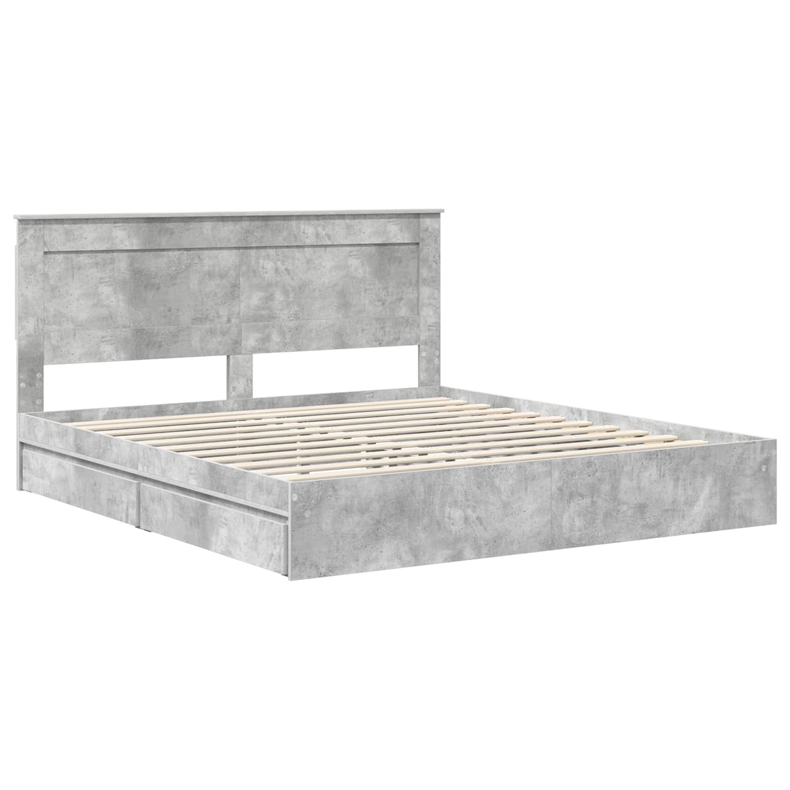 Opslag bed met hoofdeinde Beton Grijs 180 x 200 cm Bewerkt hout – afbeelding 4