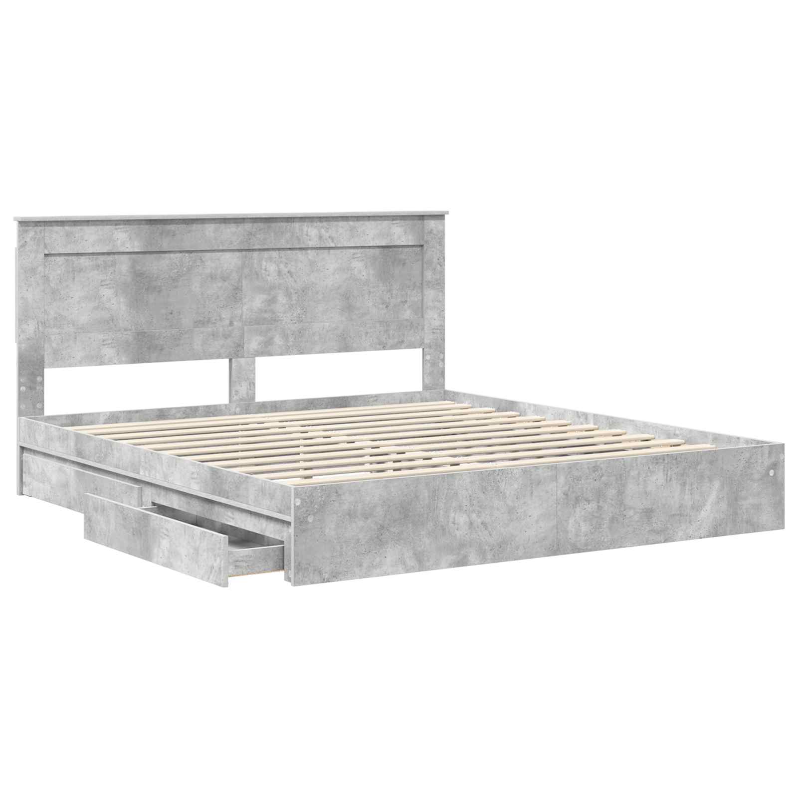 Opslag bed met hoofdeinde Beton Grijs 180 x 200 cm Bewerkt hout – afbeelding 5