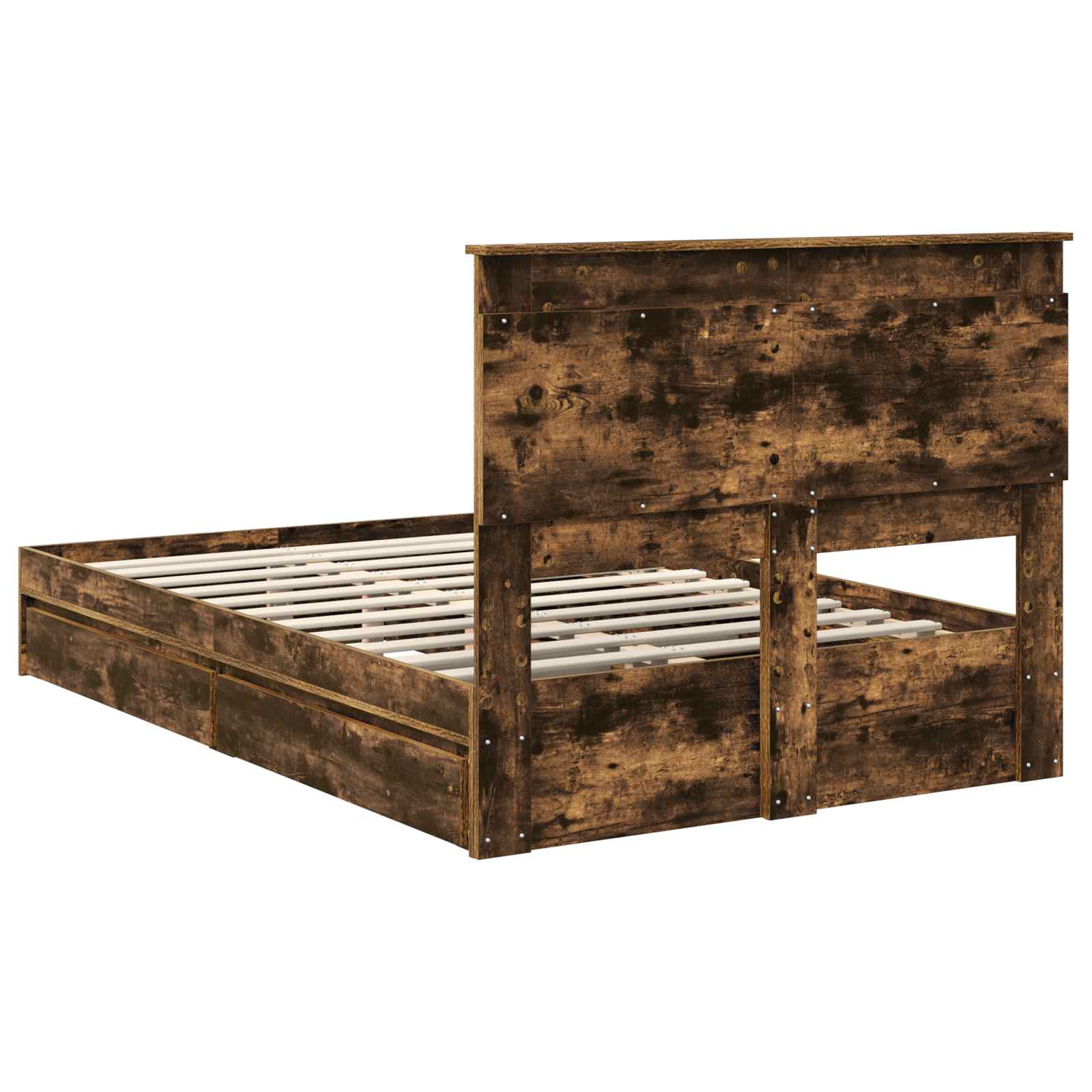 Opslag bed met lade Gerookt eiken 120 x 200 cm Bewerkt hout – afbeelding 10