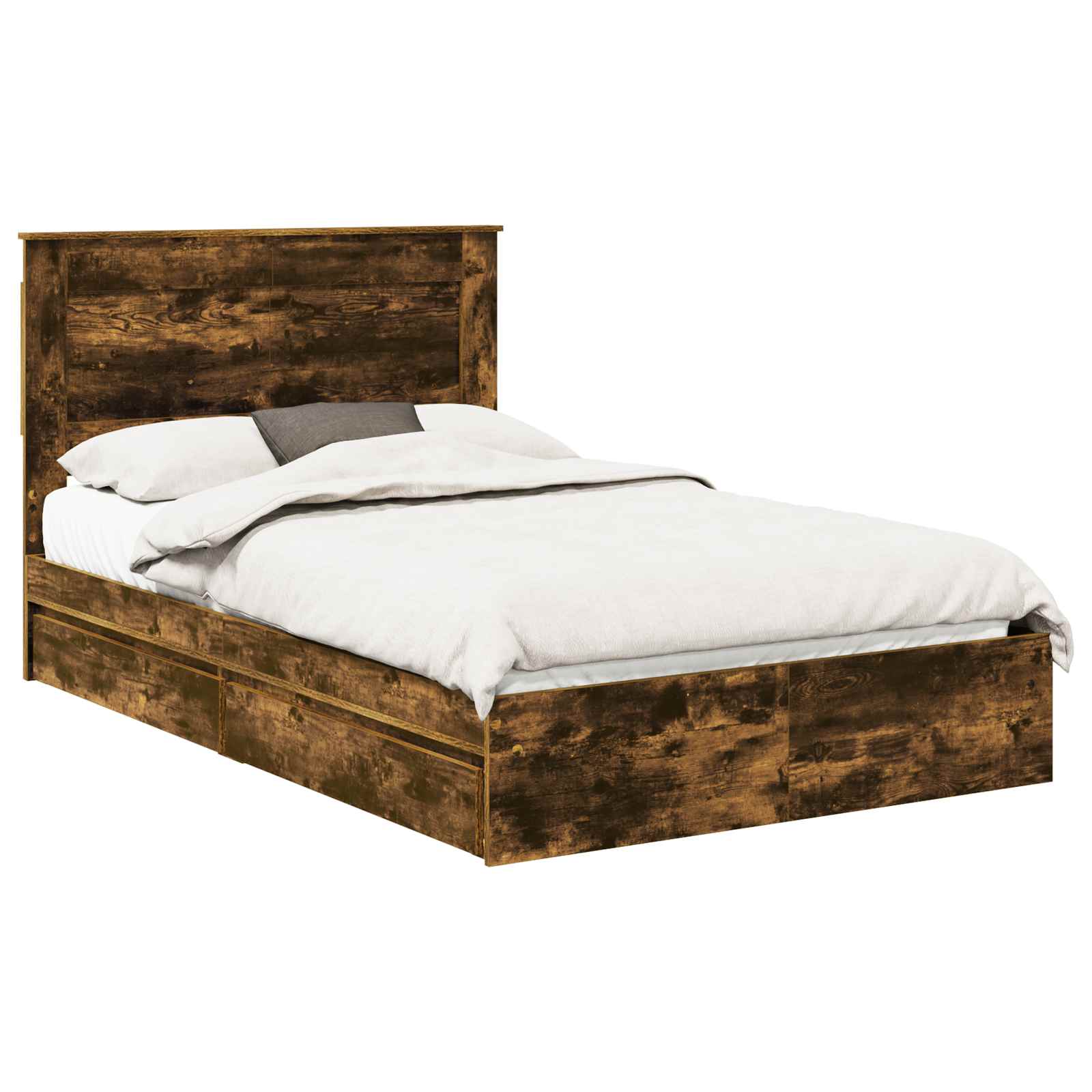 Opslag bed met lade Gerookt eiken 120 x 200 cm Bewerkt hout – afbeelding 2