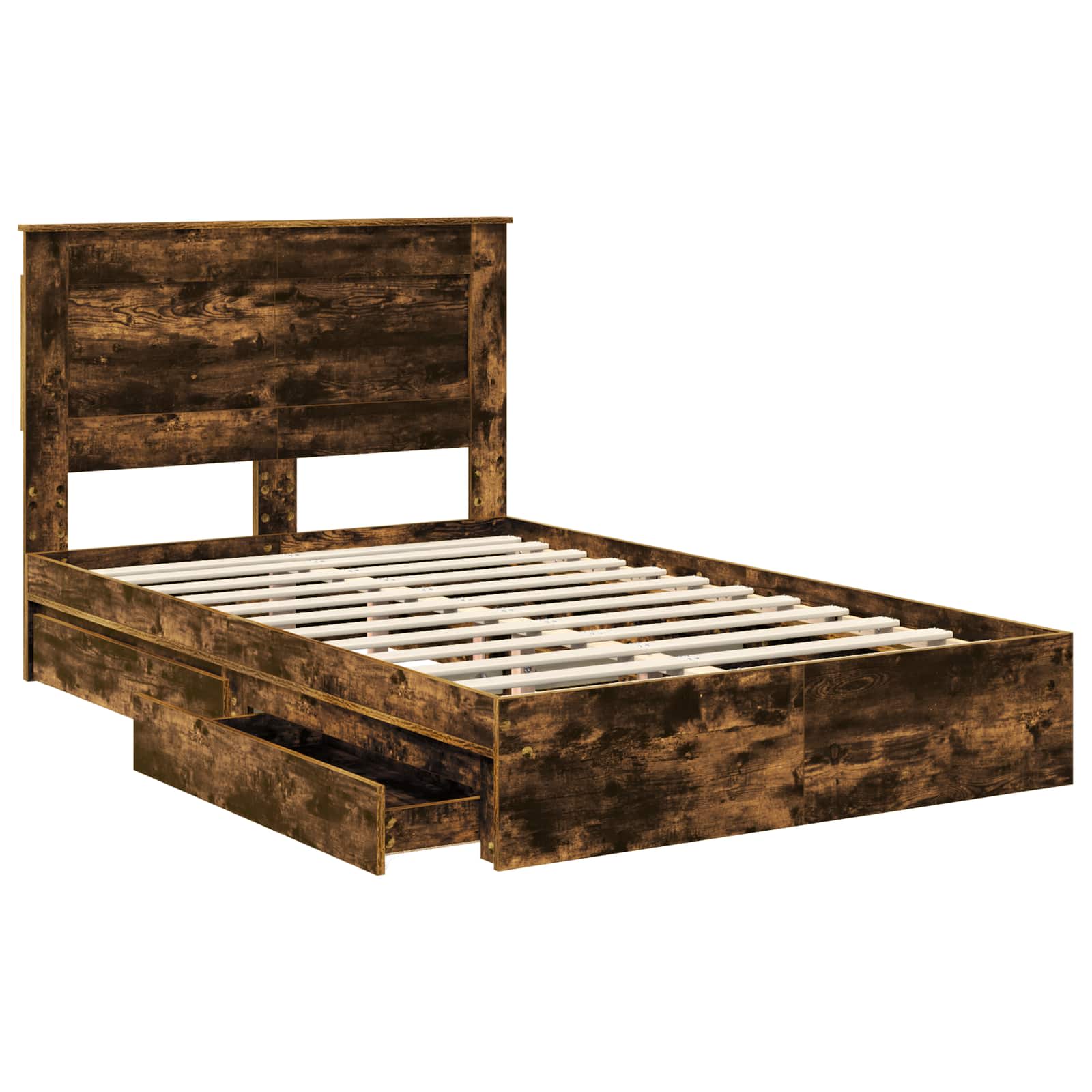 Opslag bed met lade Gerookt eiken 120 x 200 cm Bewerkt hout – afbeelding 5
