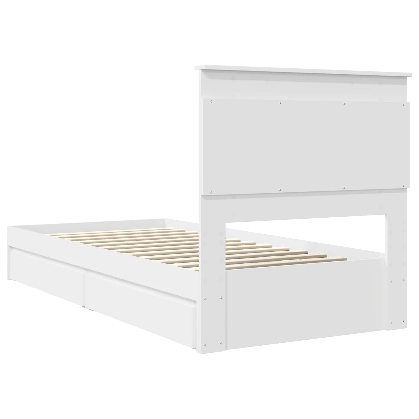 Opslag bed met hoofdeinde met lade Wit 90 x 190 cm Bewerkt hout – afbeelding 10