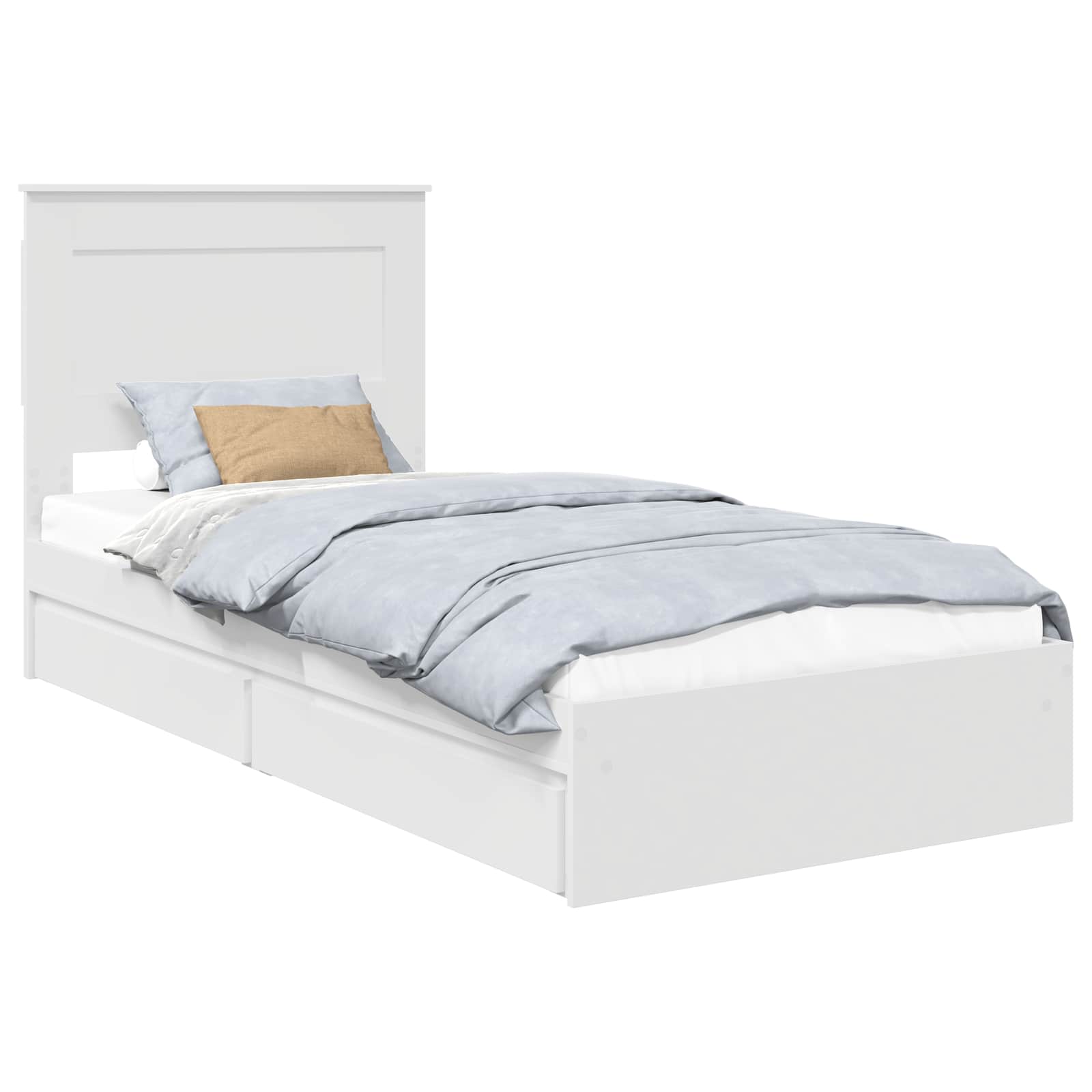 Opslag bed met hoofdeinde met lade Wit 90 x 190 cm Bewerkt hout – afbeelding 2